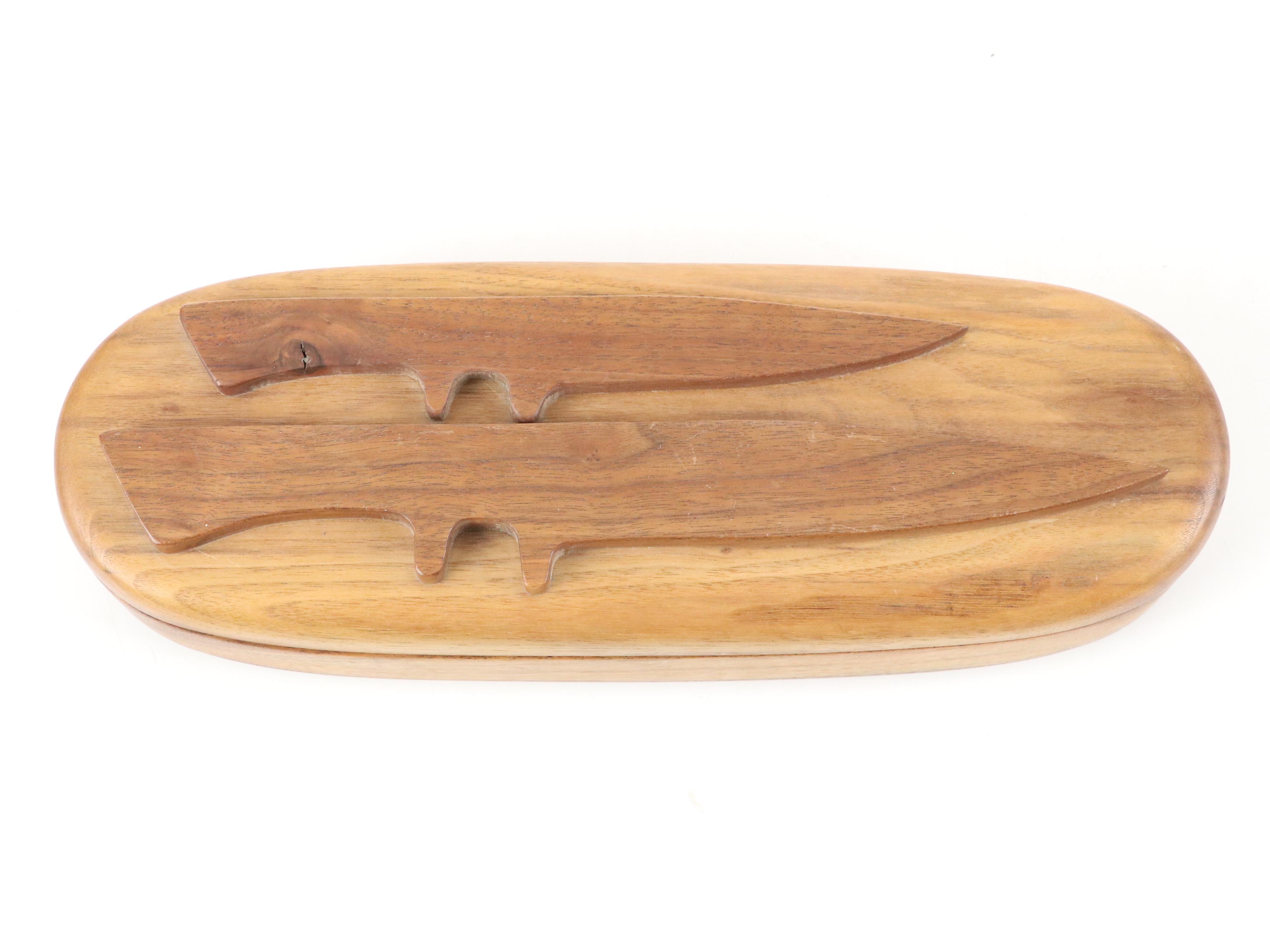 Cox Colin Custom Handmade Black Widow Knife Set in Walnut Display Case