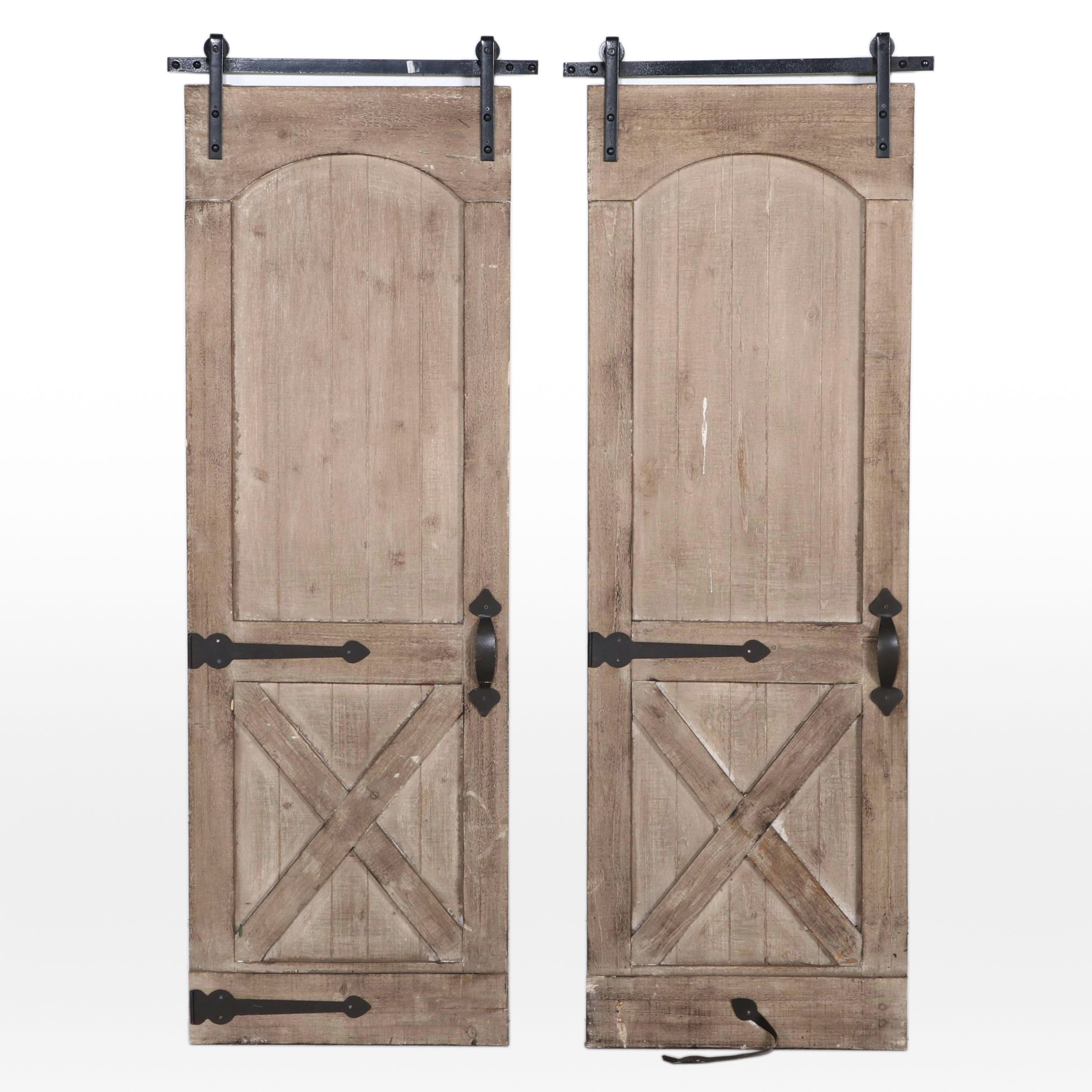Two Hobby Lobby Metal-Mounted Wood Barn Door Wall Panels