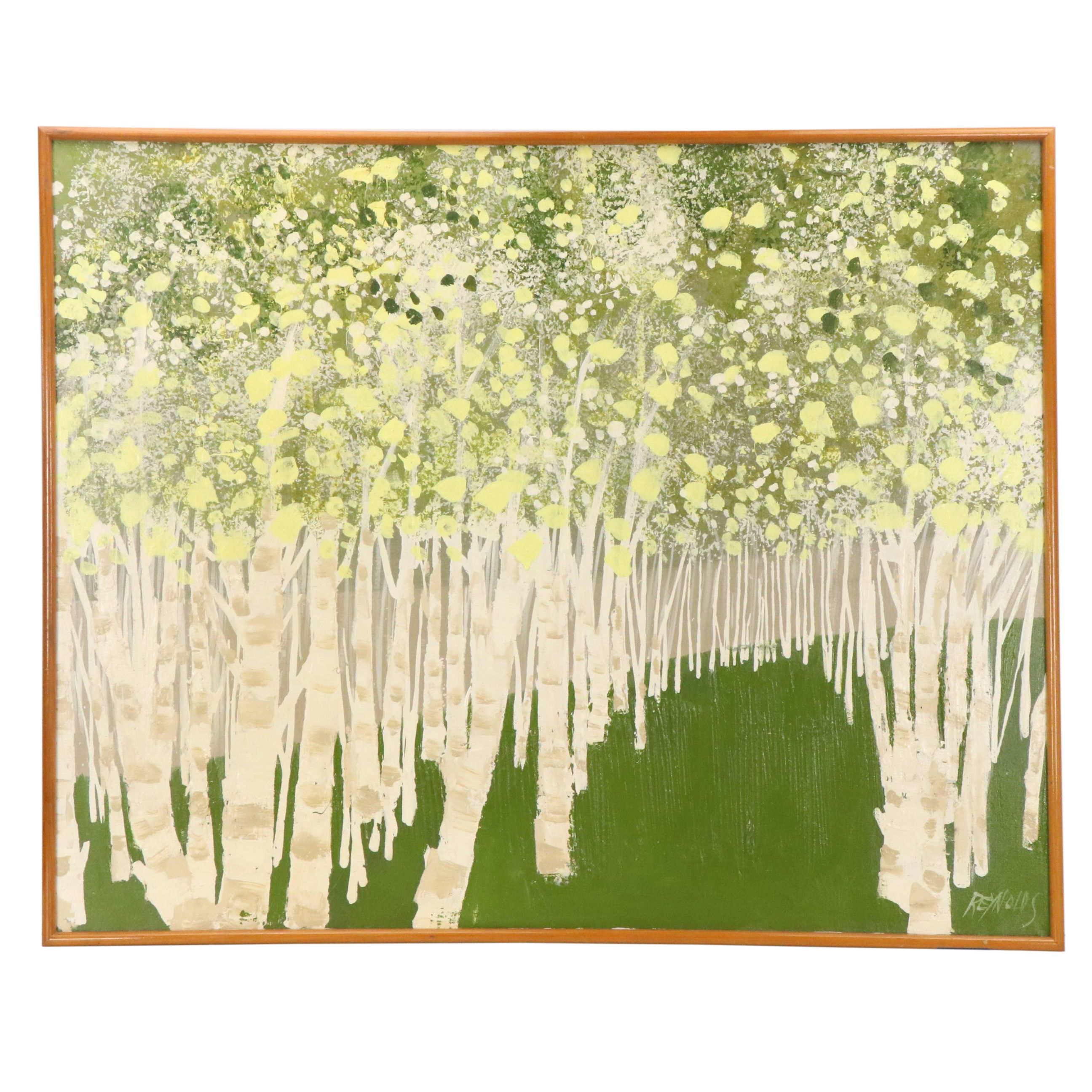 Lee Reynolds Vanguard Studios Oil Painting of an Abstract Landscape with Trees