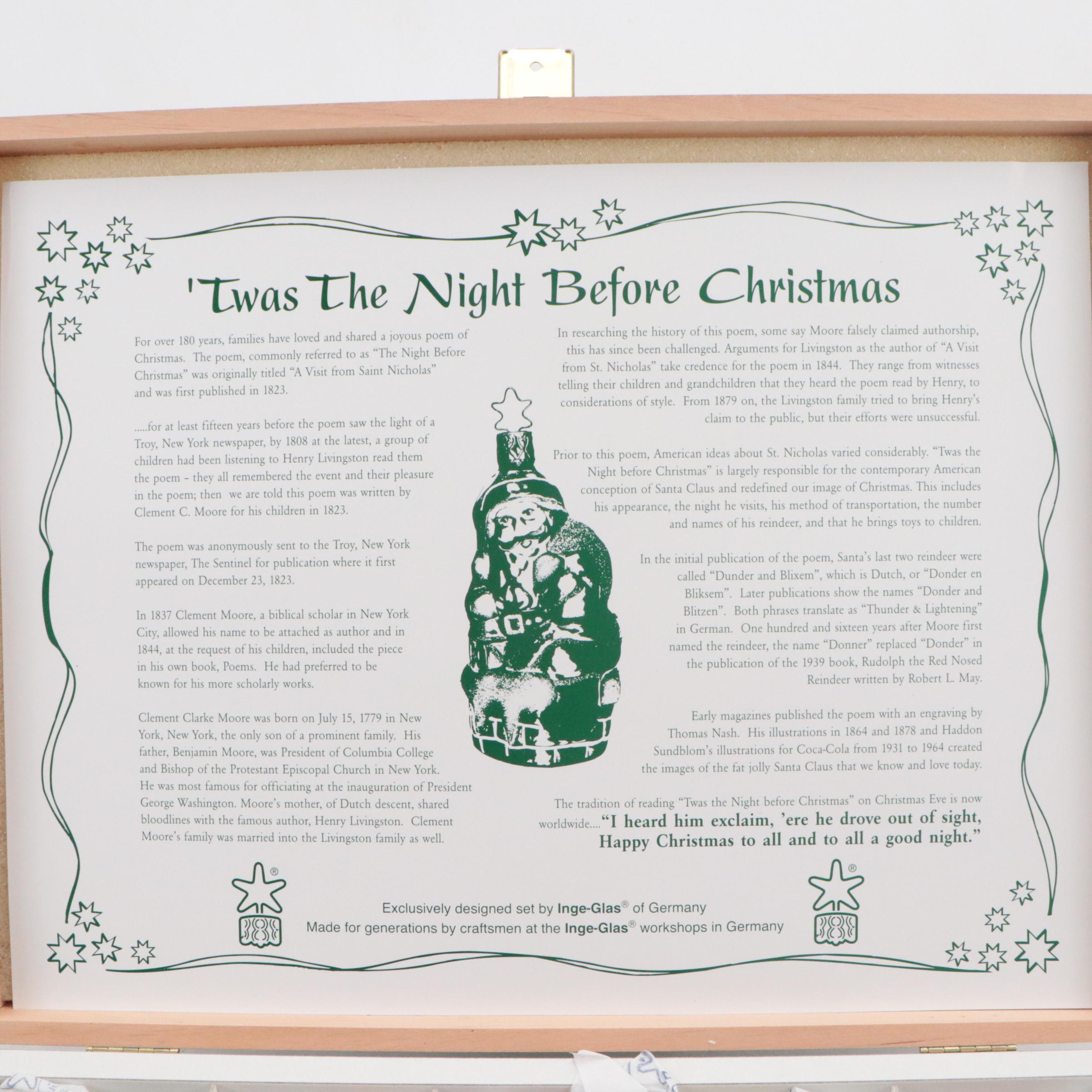Inge German "Twas the Night Before Christmas" Glass Ornament Set