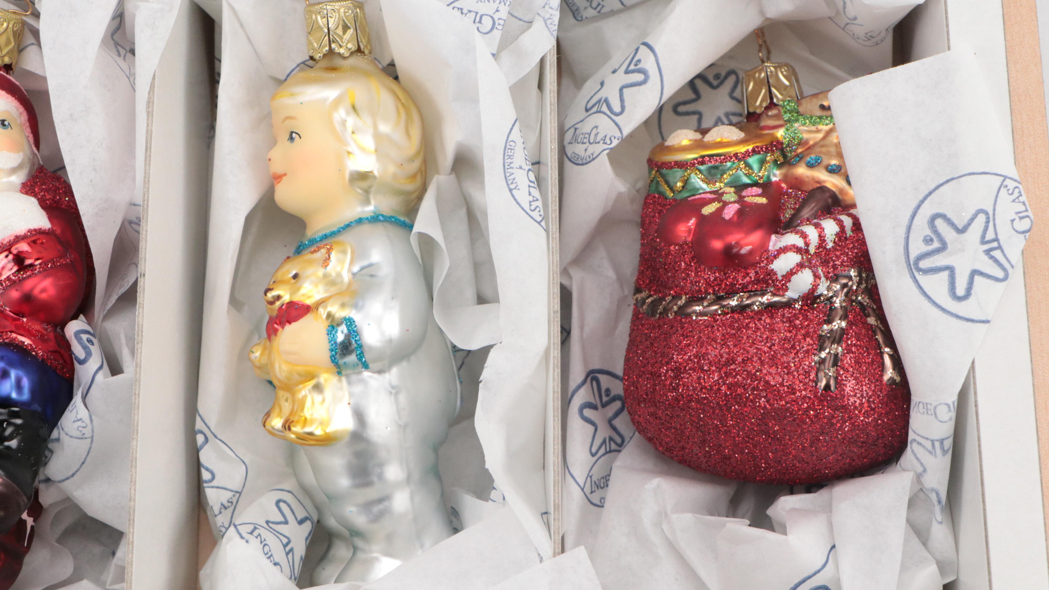 Inge German "Twas the Night Before Christmas" Glass Ornament Set