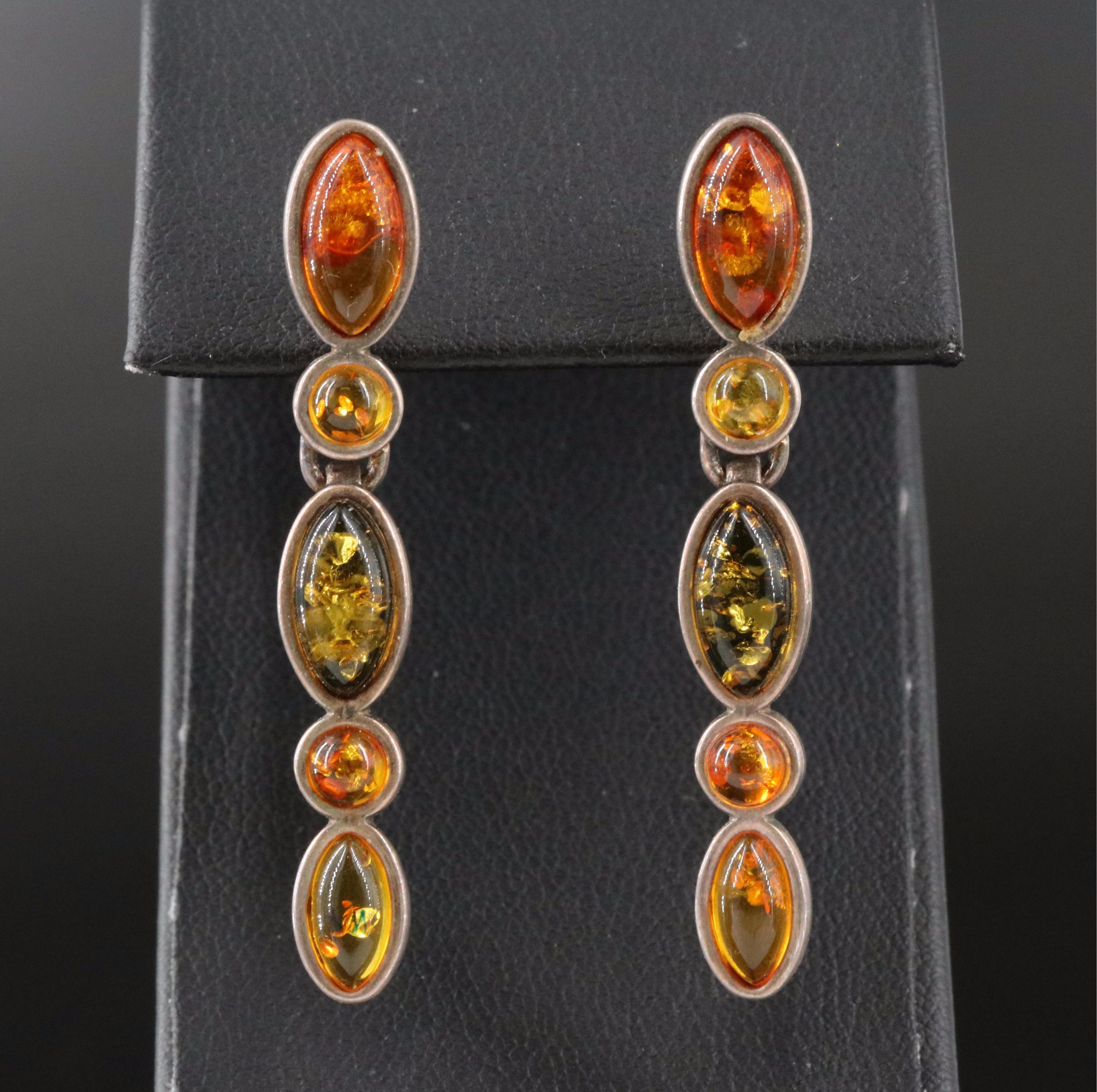Sterling Amber Drop Earrings