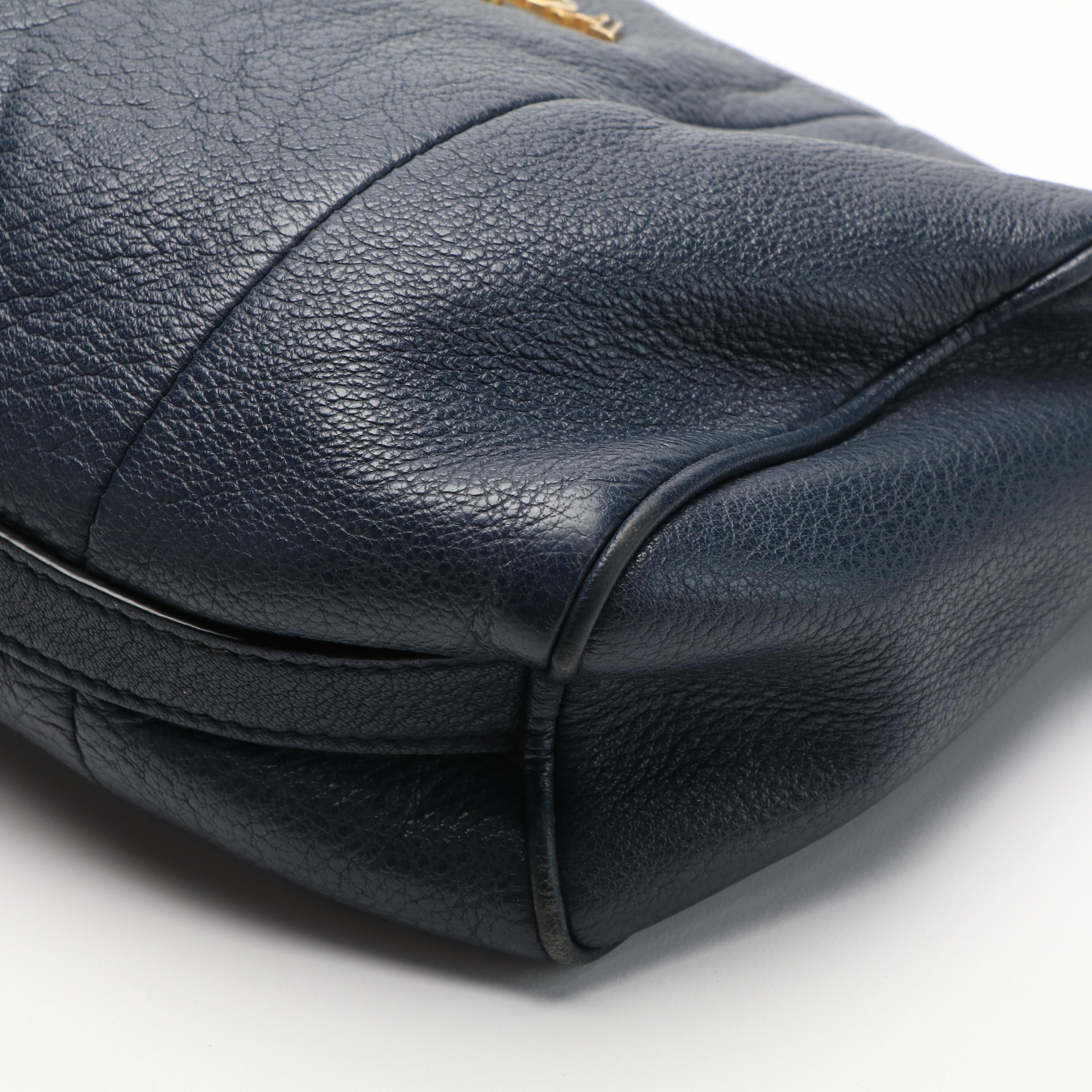 Prada Small Navy Blue Leather Crossbody Bag