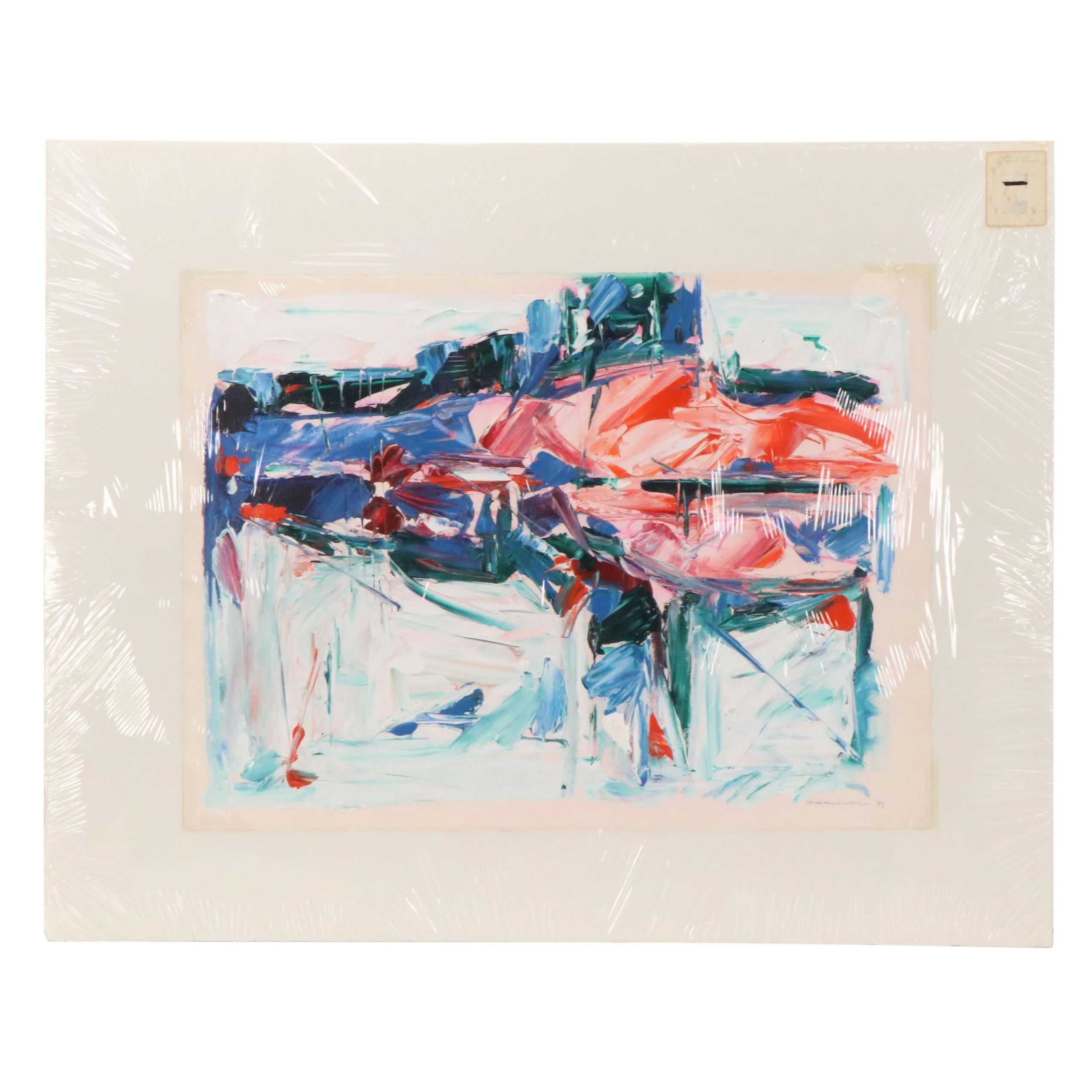 Jack Meanwell Modern Abstract Landscape Oil Painting, 1989