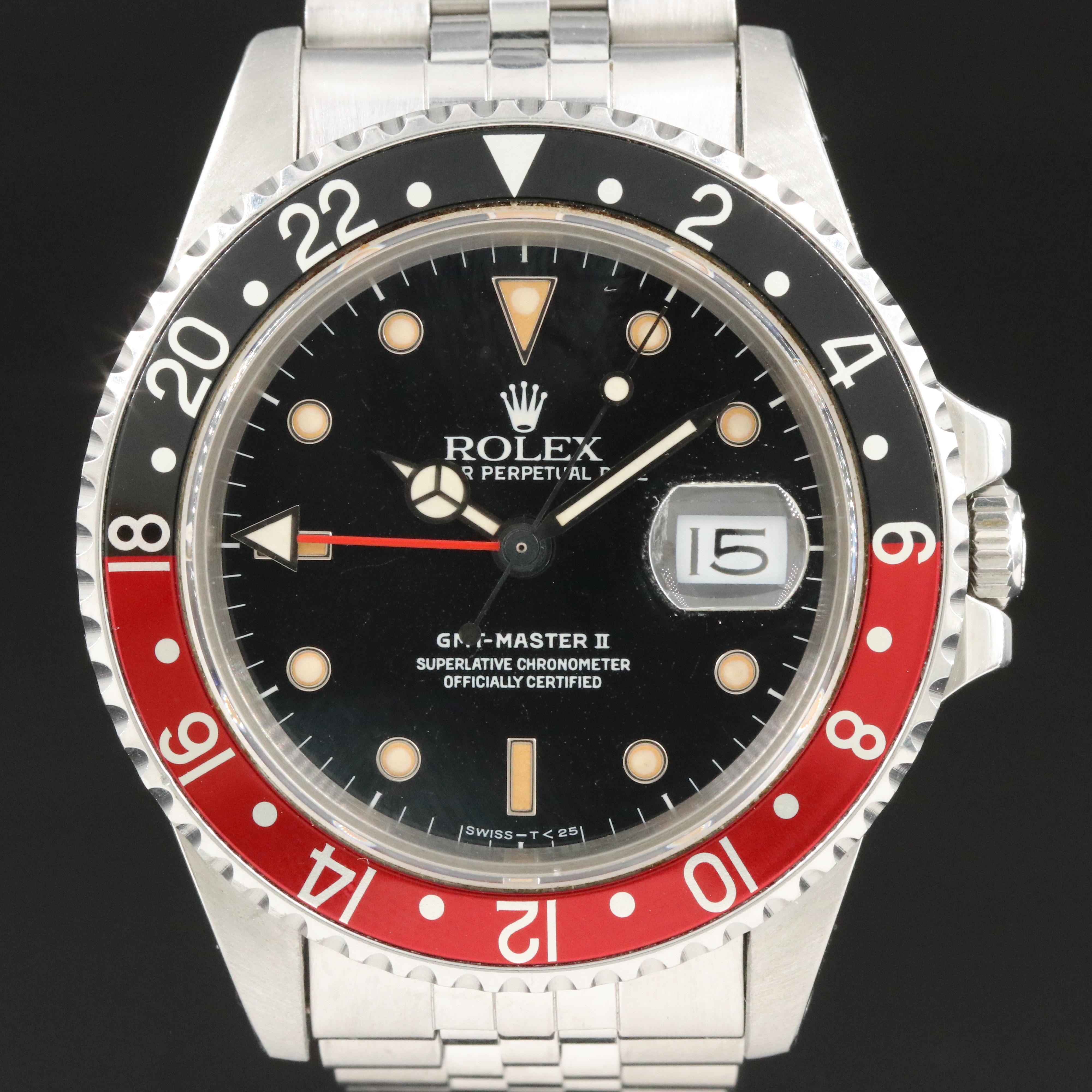 1987 Rolex GMT-Master II 16760 "Coke" Black Steel Automatic Watch