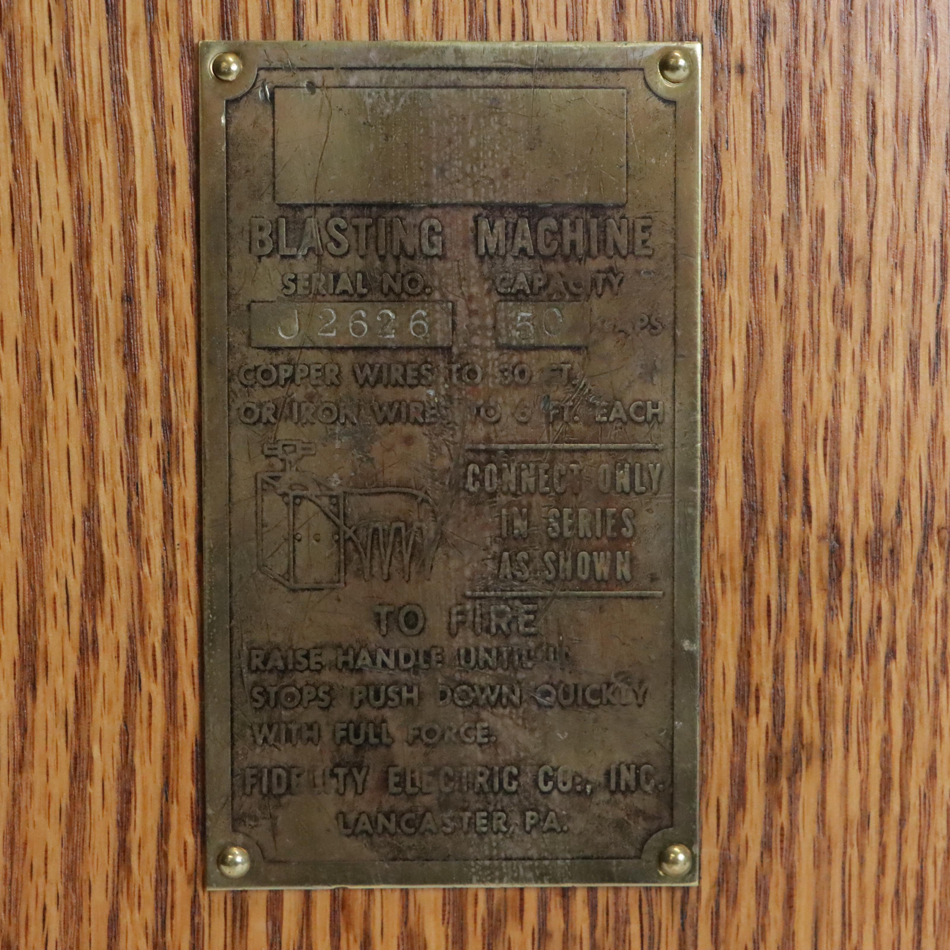 Fidelity Electric Co. "Blasting Machine" Dynamite Detonator Box, 1930s