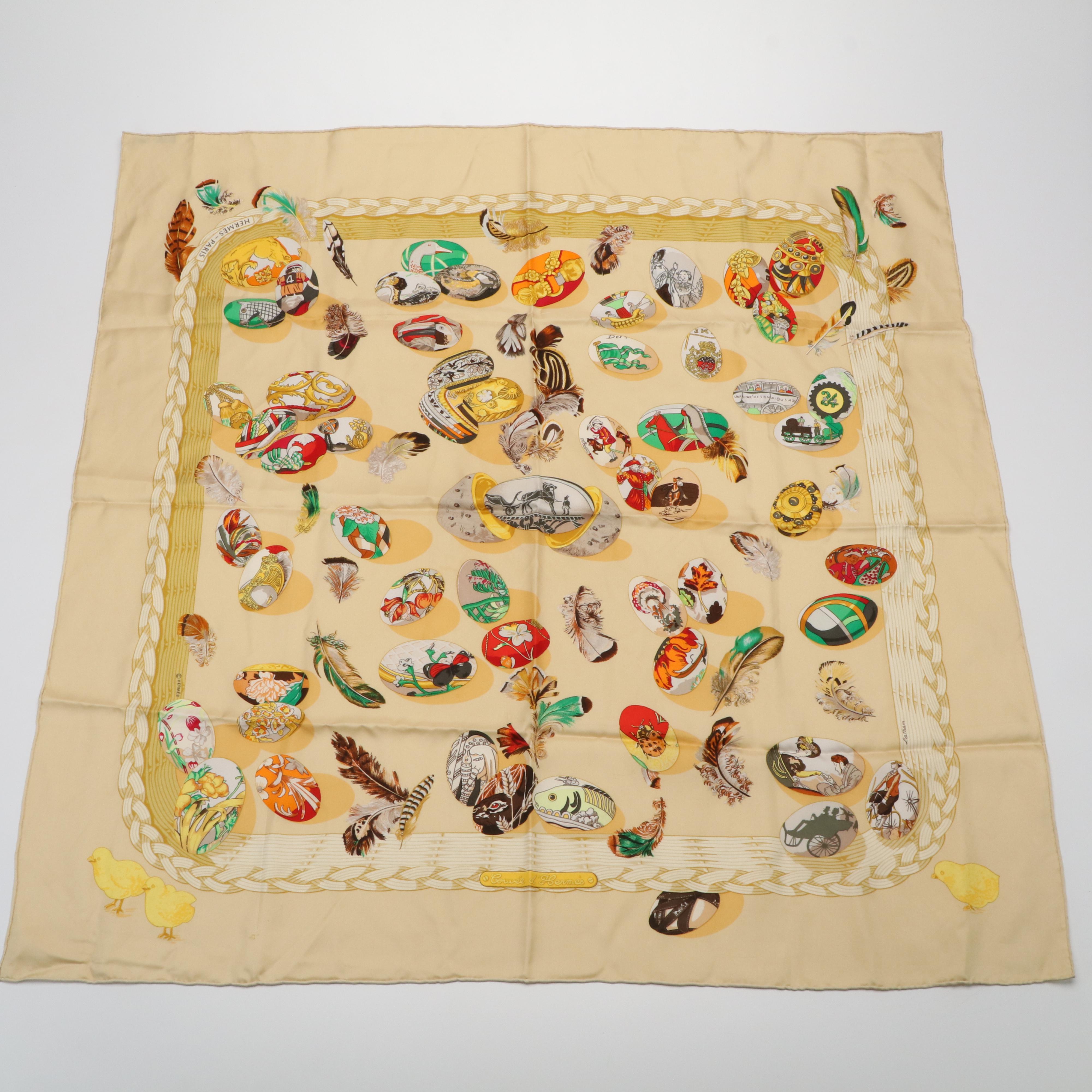 Hermès "Couvée d' Hermès" Silk Twill Scarf 90