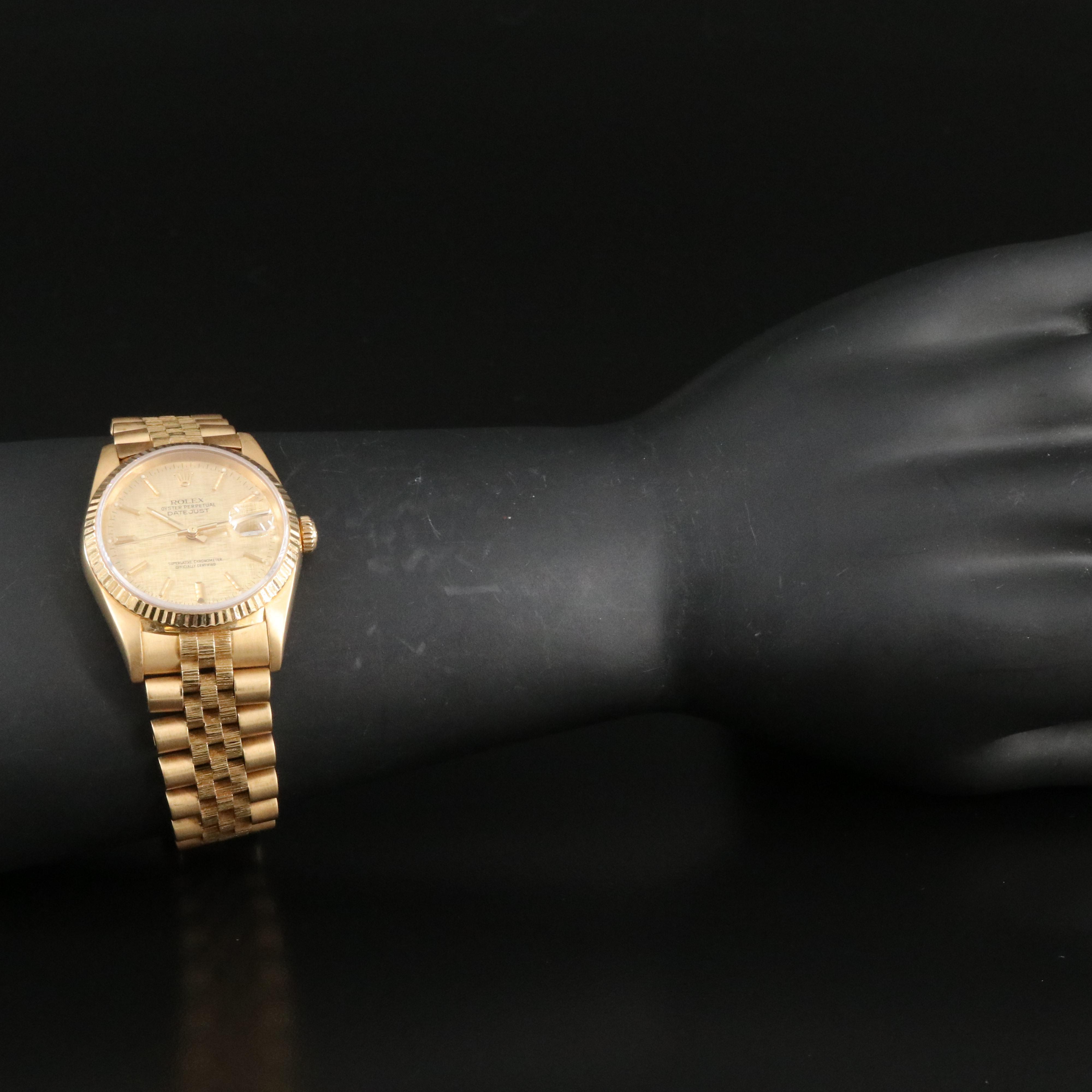 1993 - 1994 18K Rolex Linen Dial Model 16248, Datejust Watch