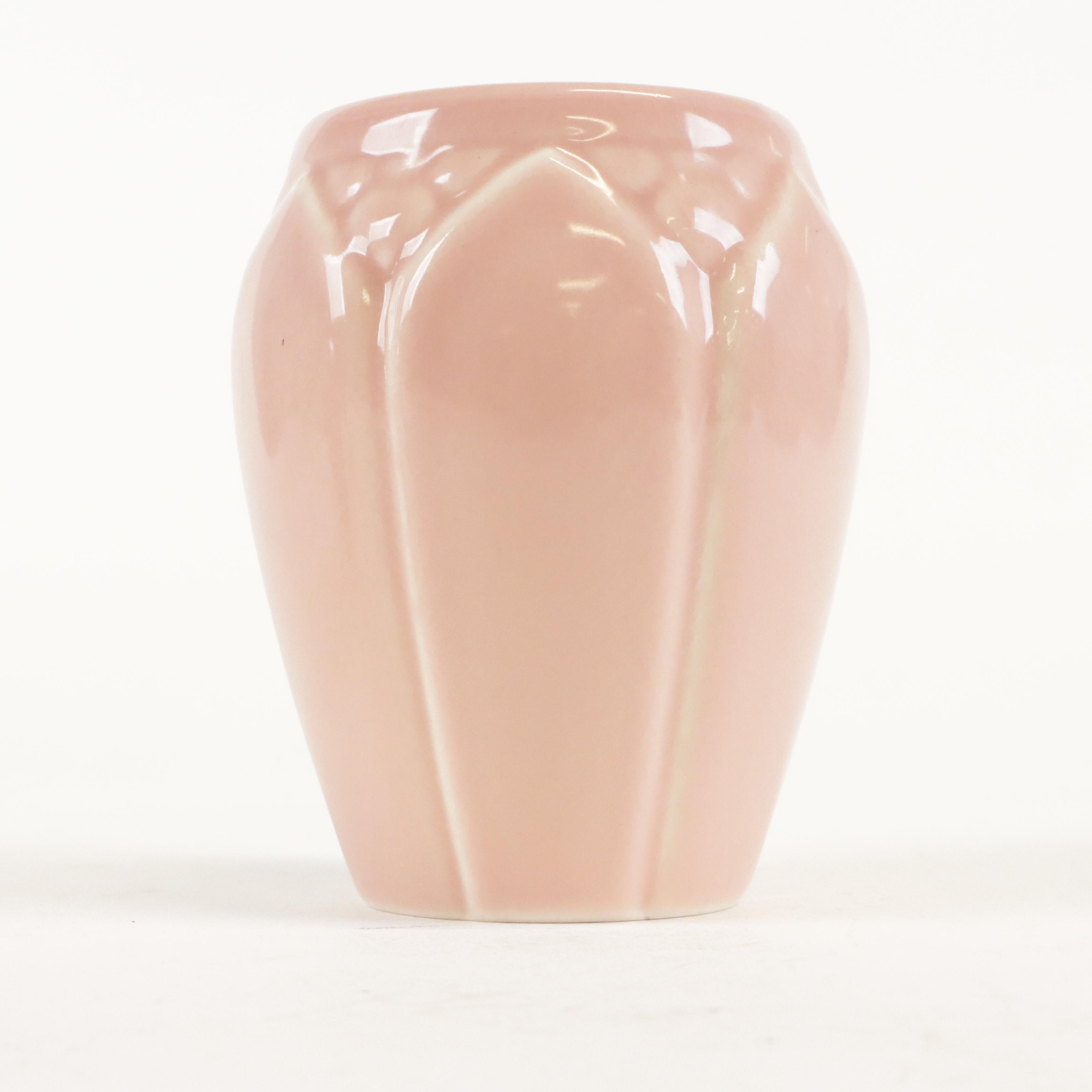 Rookwood Pottery Standard Glaze Lotus Leaf Vase and Matte Pink Pitcher, 1950s