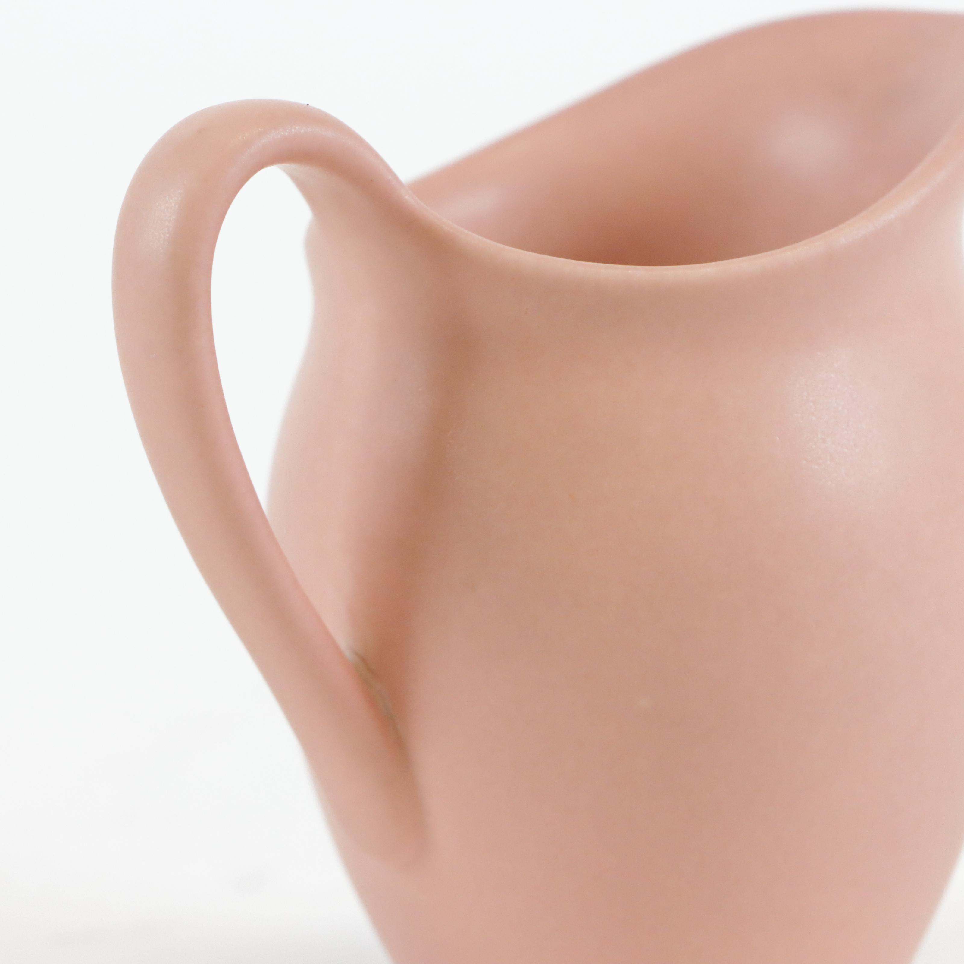 Rookwood Pottery Standard Glaze Lotus Leaf Vase and Matte Pink Pitcher, 1950s
