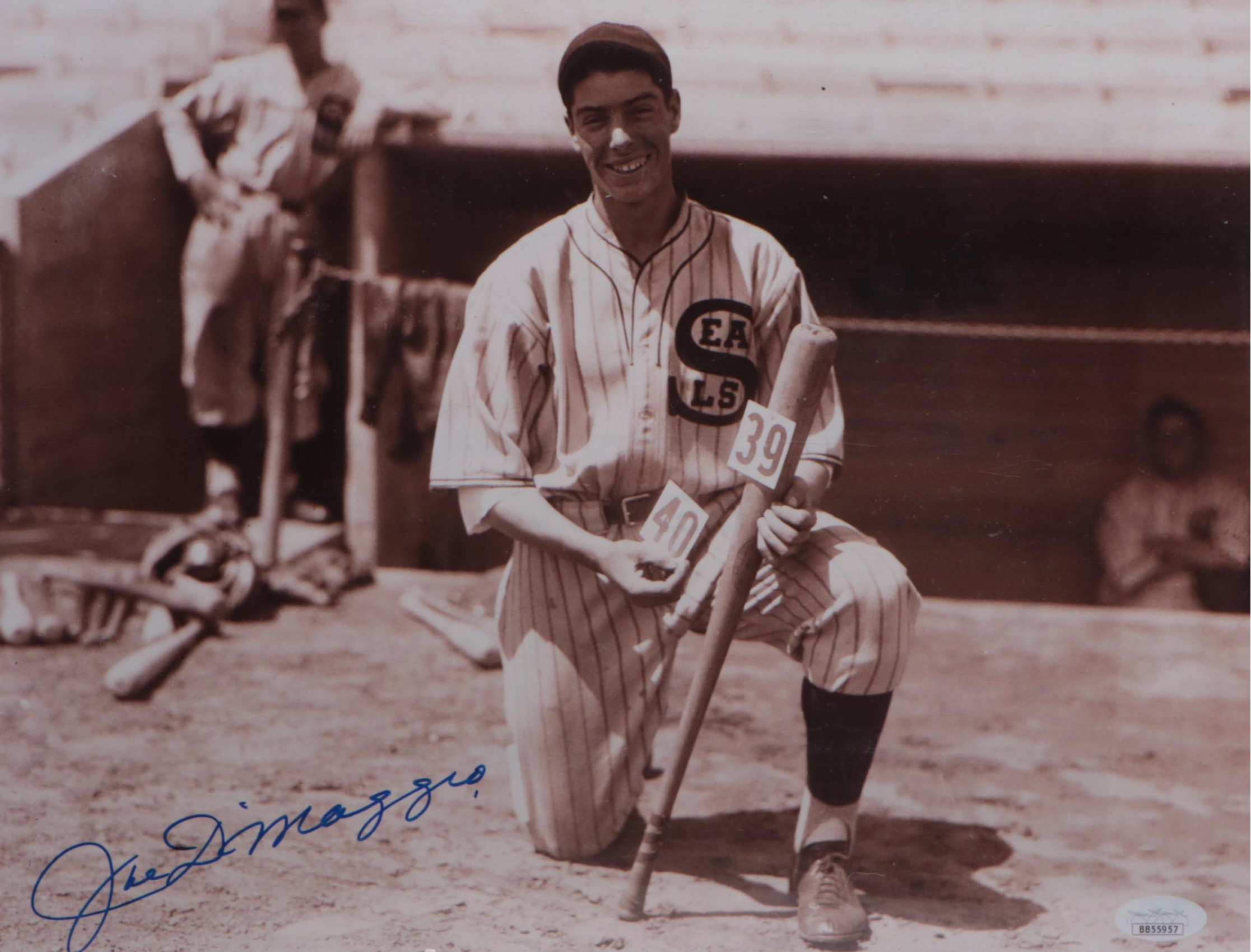 Joe DiMaggio Signed and Graded San Francisco Seals Baseball Print with More