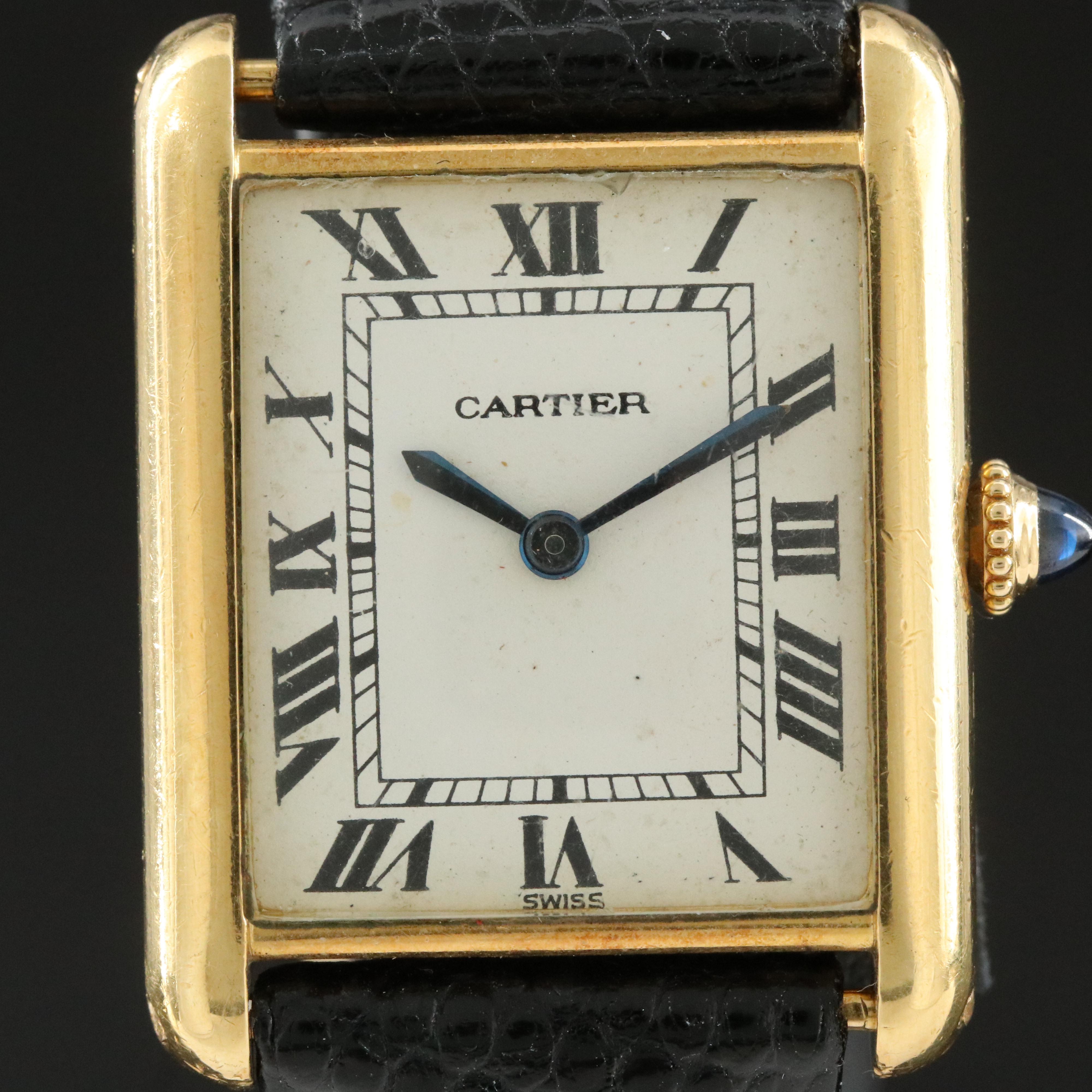 18K Cartier Tank Vintage Stem Wind Watch
