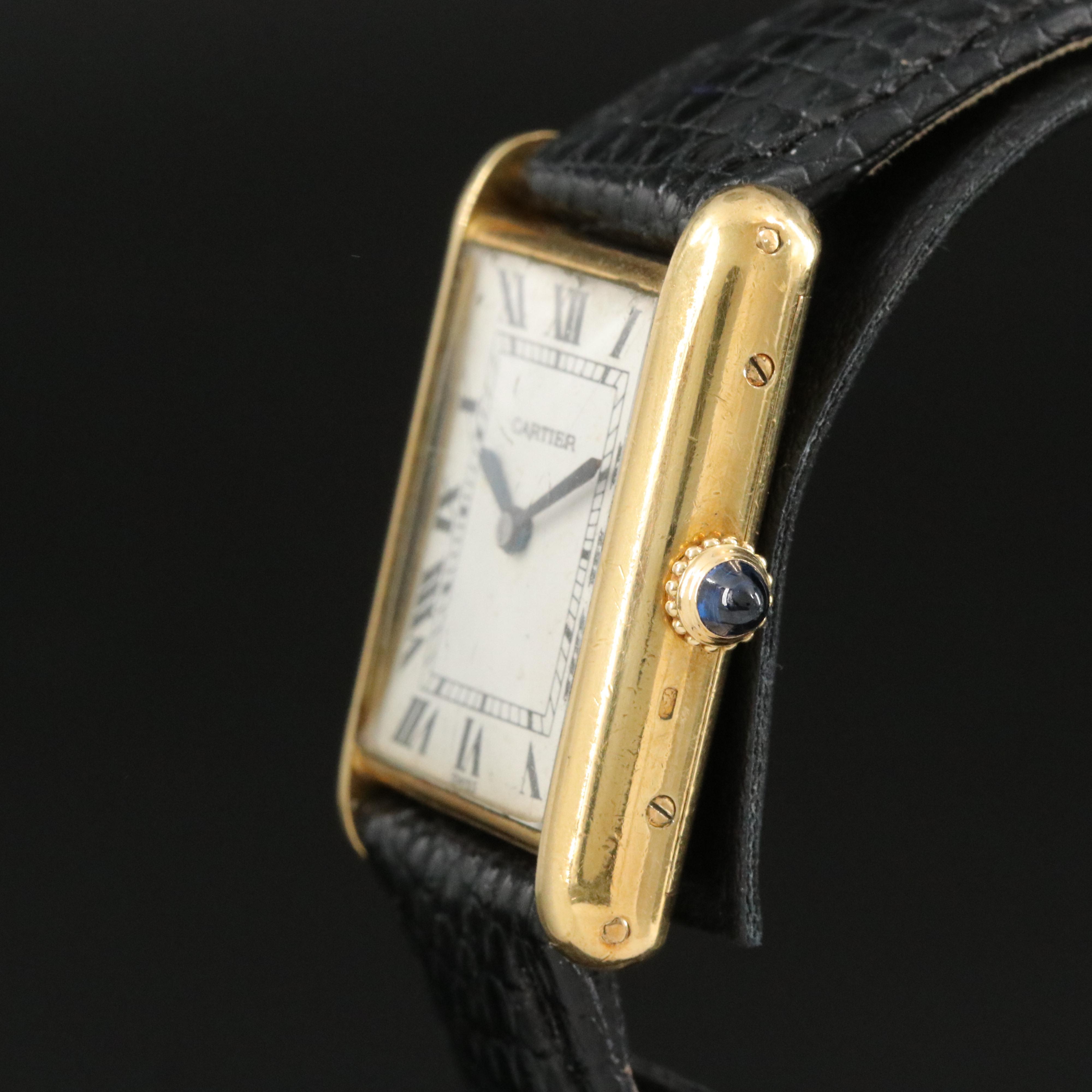 18K Cartier Tank Vintage Stem Wind Watch