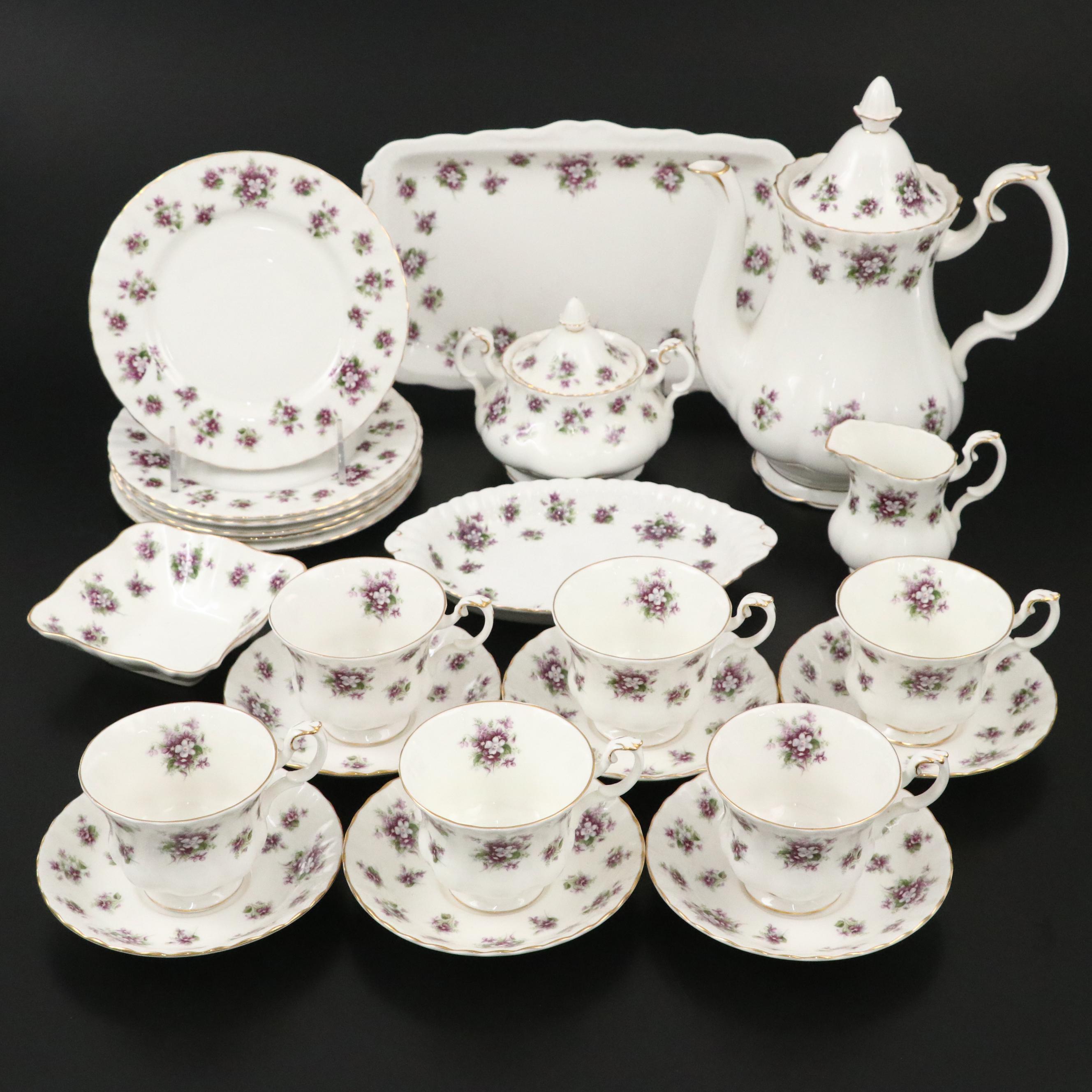 Royal Albert "Sweet Violets" Tea and Dessert Set, 1975–1997