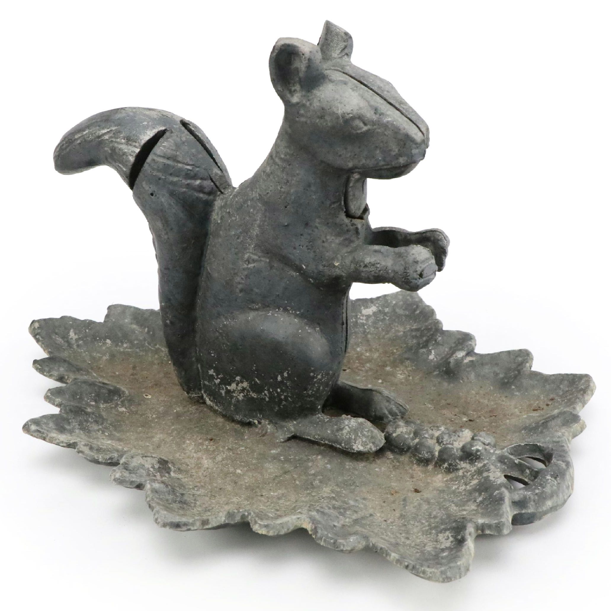 Cast Metal Squirrel on Leaf Nutcracker