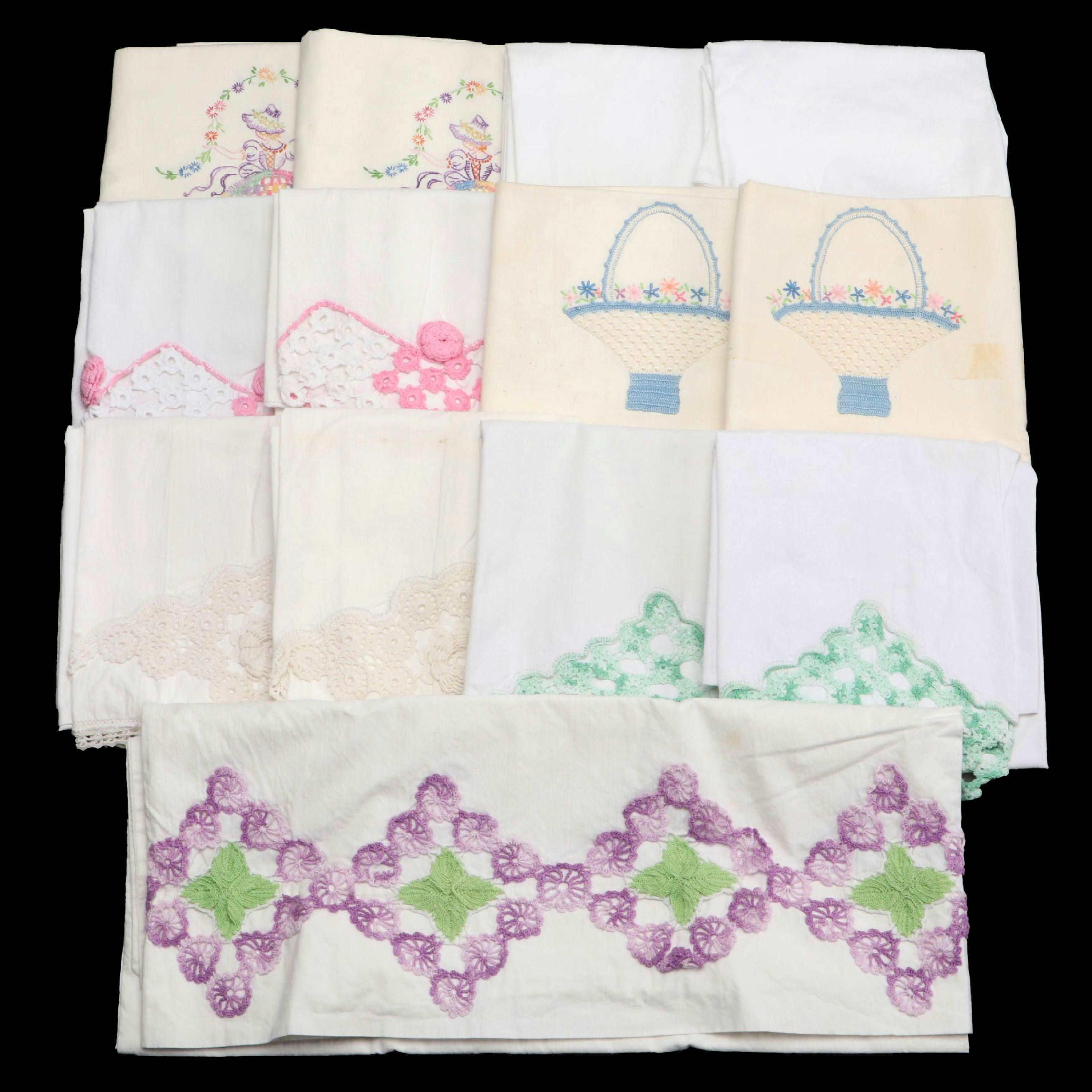 Crochet and Embroidered Embellished Pillow Cases