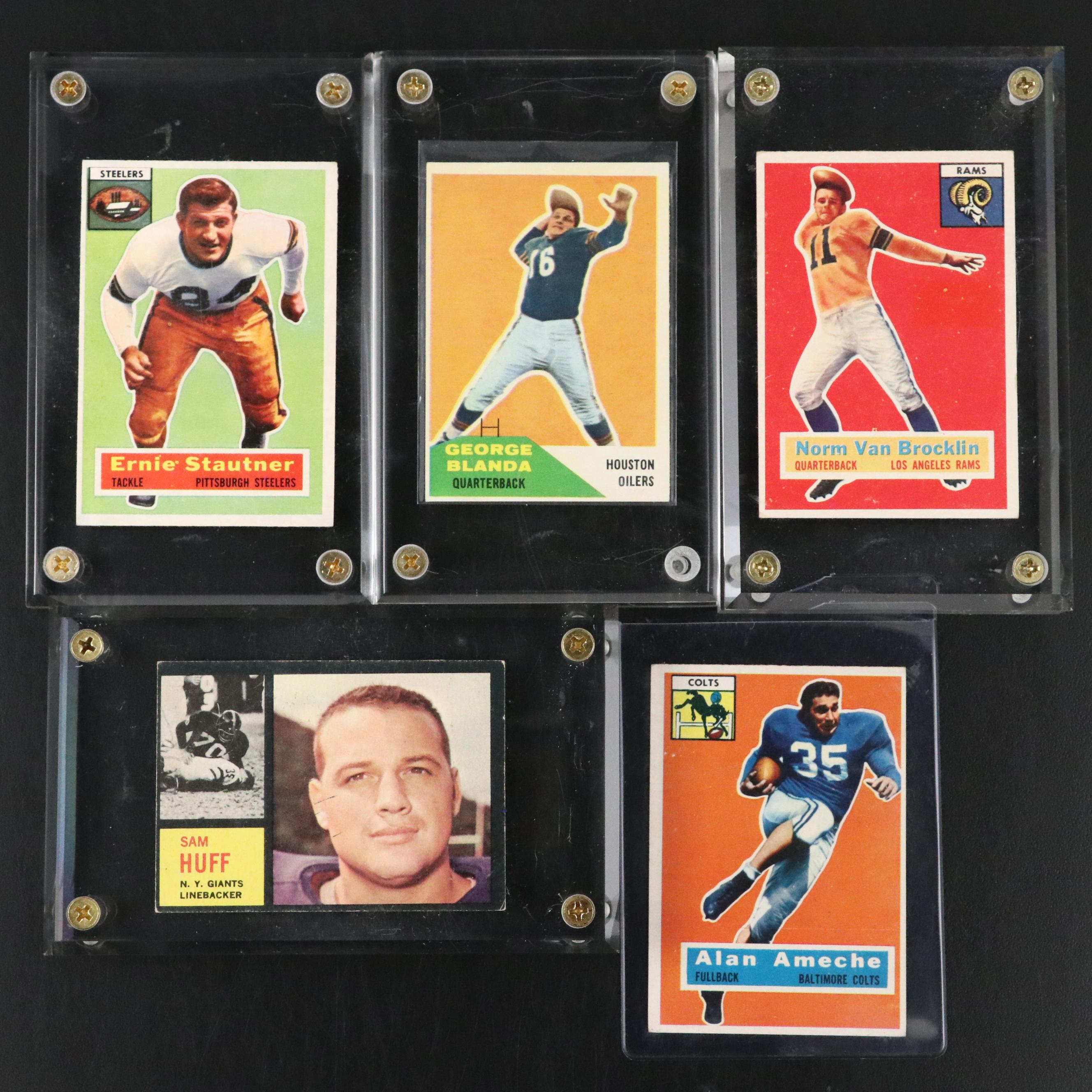 George Blanda, Ernie Stautner, Sam Huff, and Other Football Cards, 1950s–1960s