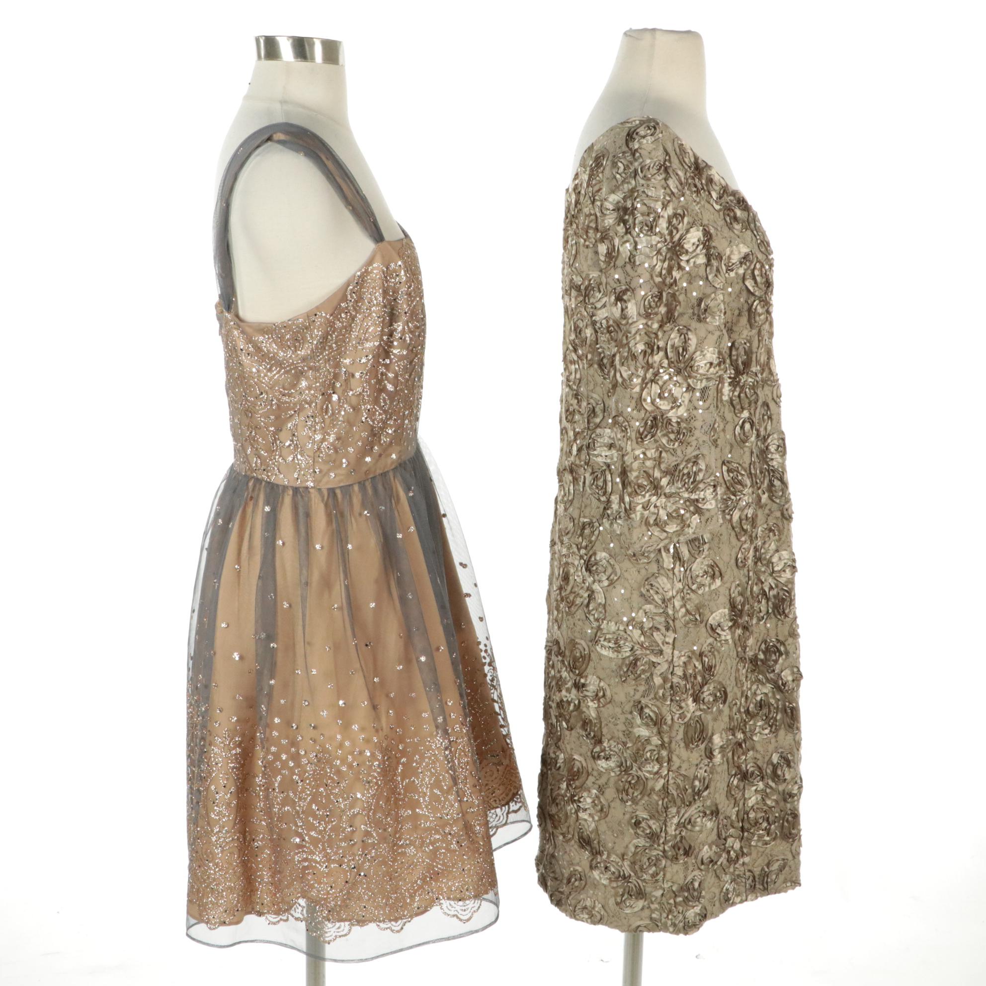 Zum Zum by Niki Livas Glitter Cocktail Dress, Alex Evenings Ribbon Lace Sheath