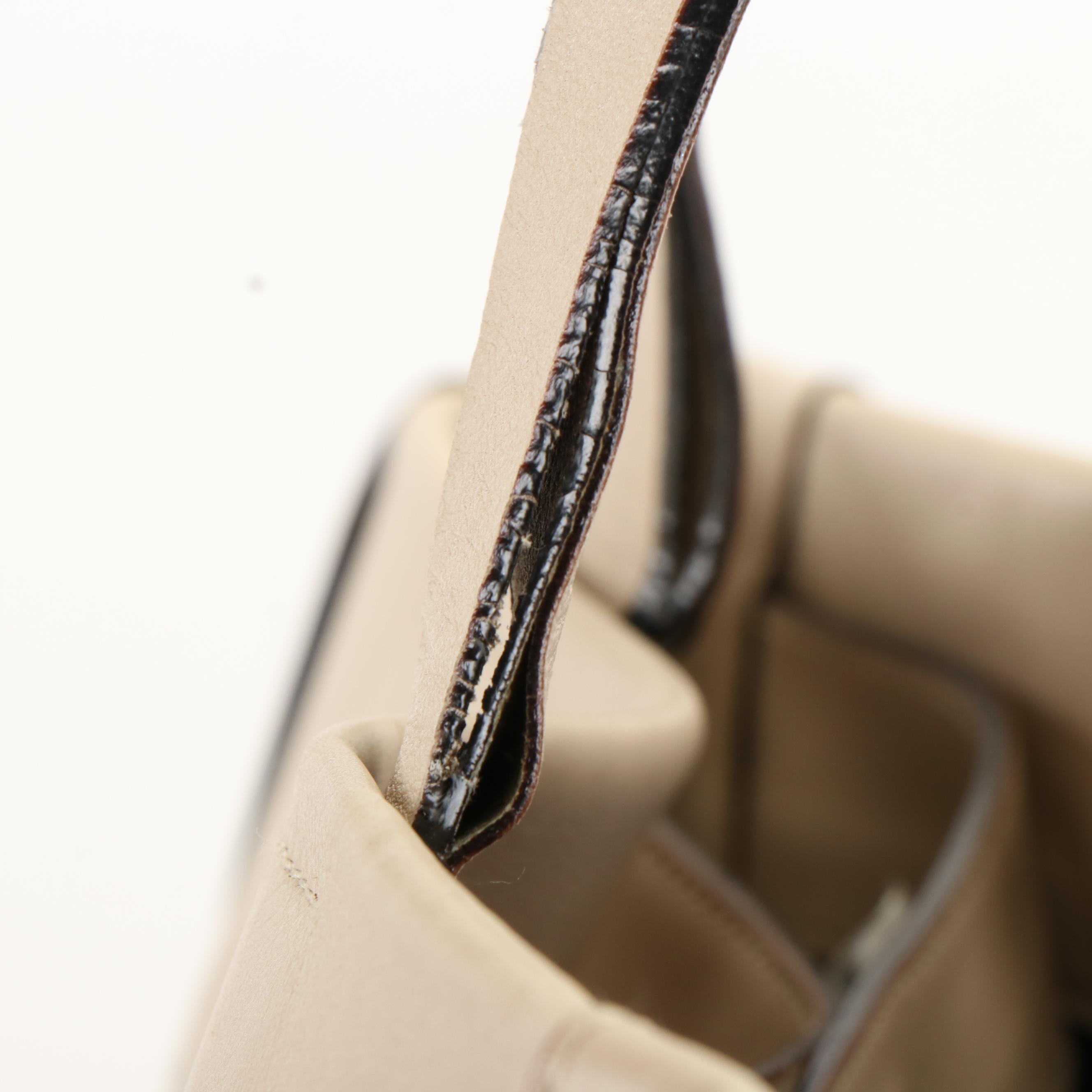 Prada Vitello Leather Tote Bag in Black Trimmed Ivory