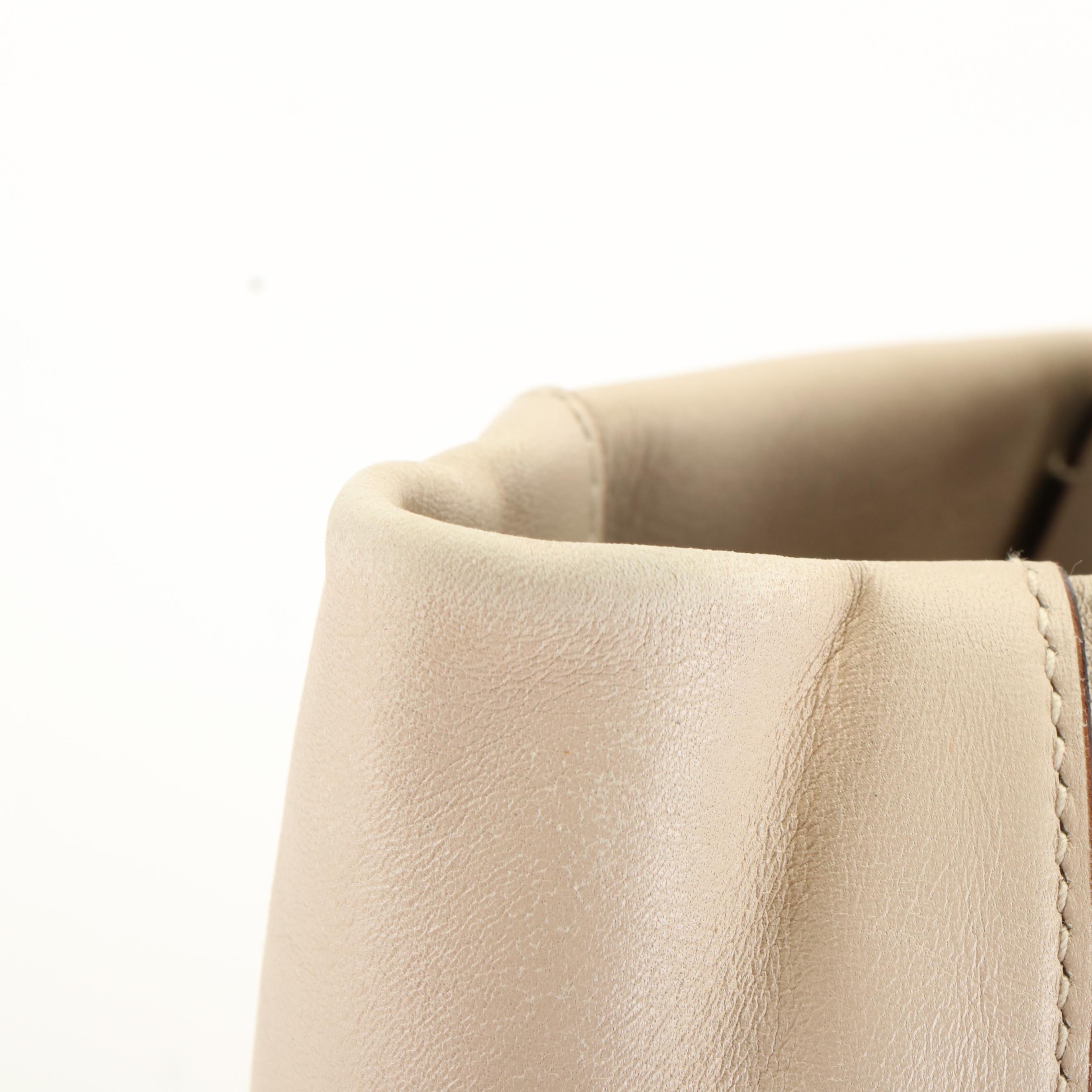 Prada Vitello Leather Tote Bag in Black Trimmed Ivory