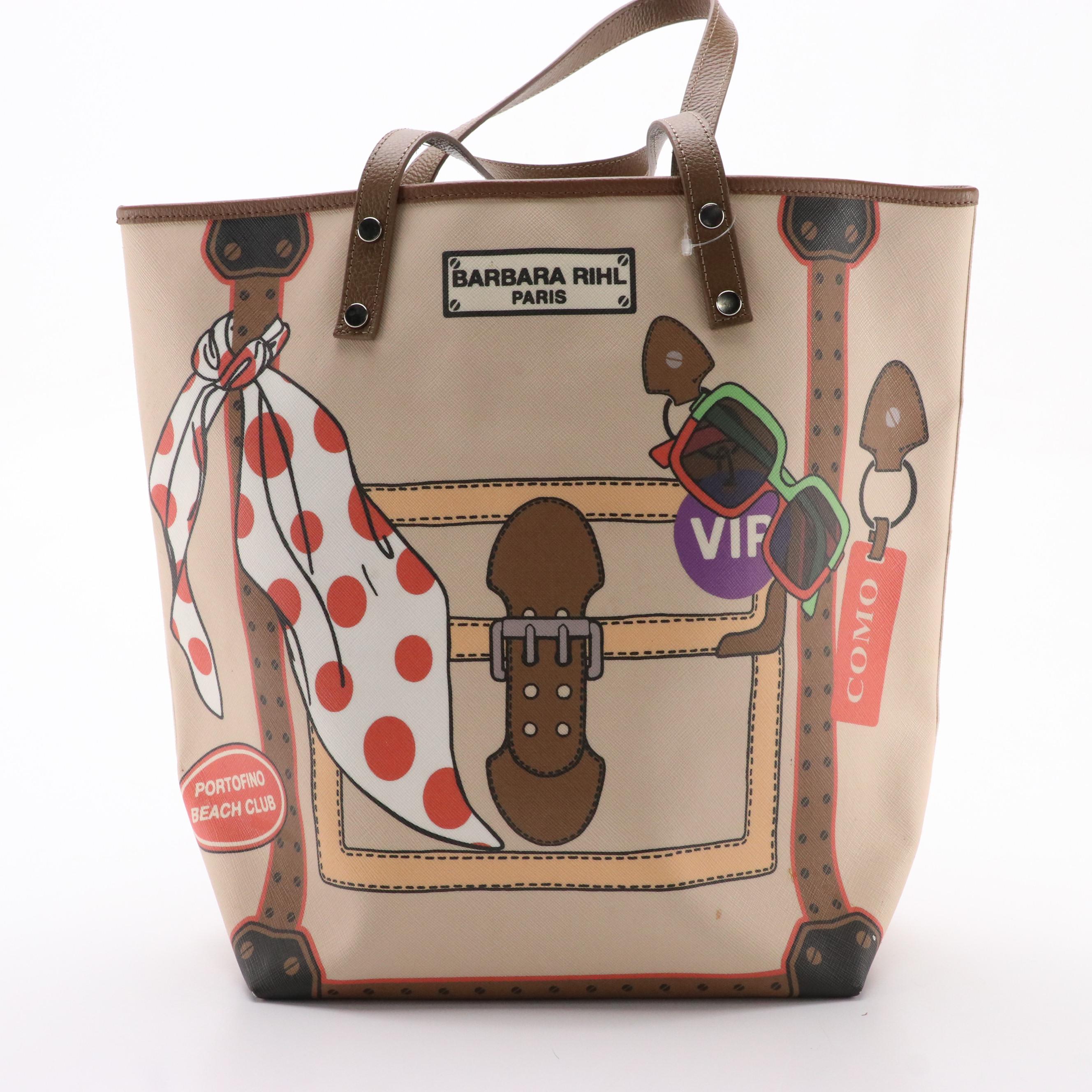 Barbara Rihl Tote in Coated Canvas and Leather