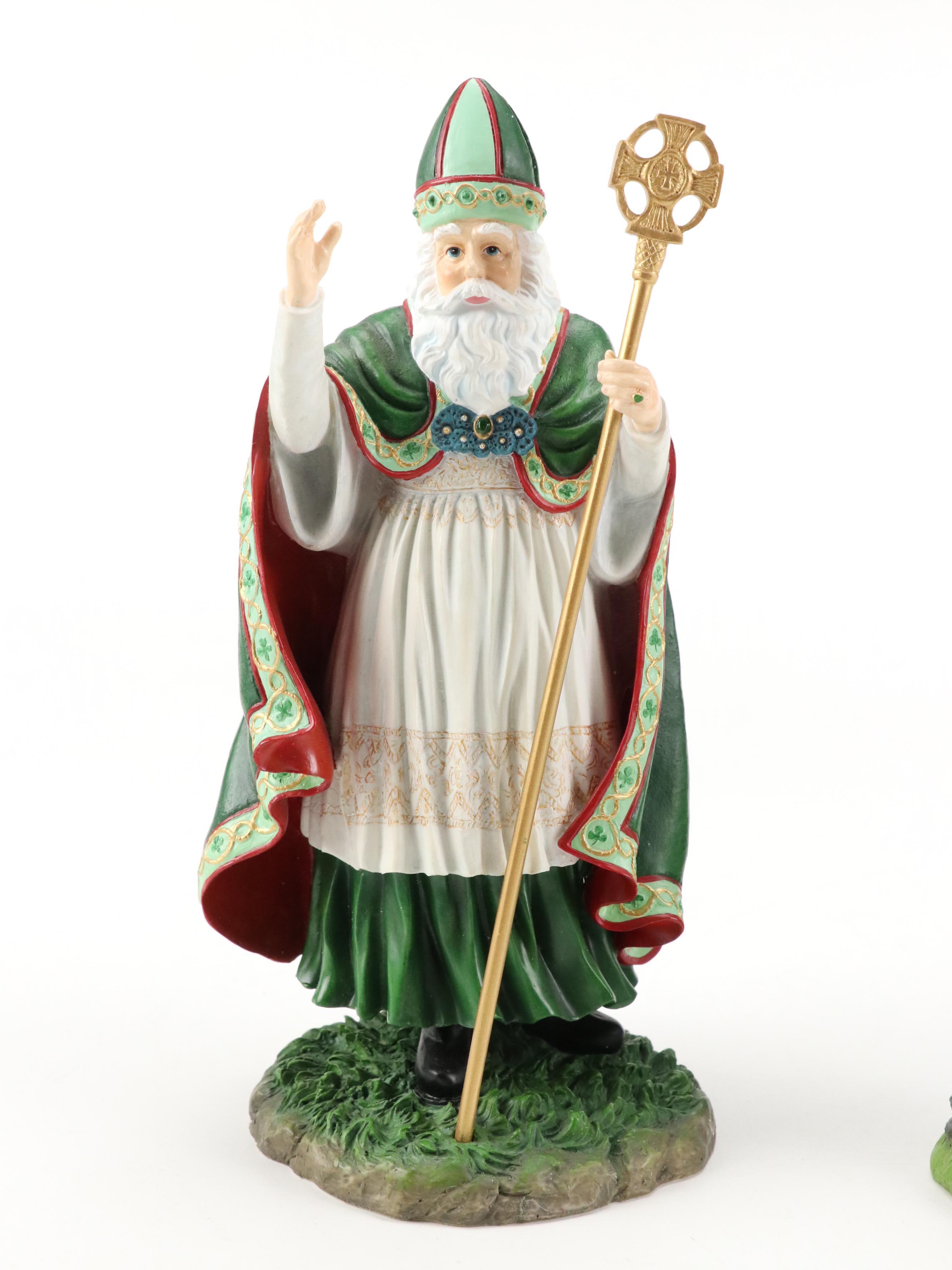 Pipka "St. Patrick of Ireland" and "Irish Christmas Santa" Resin Figurines