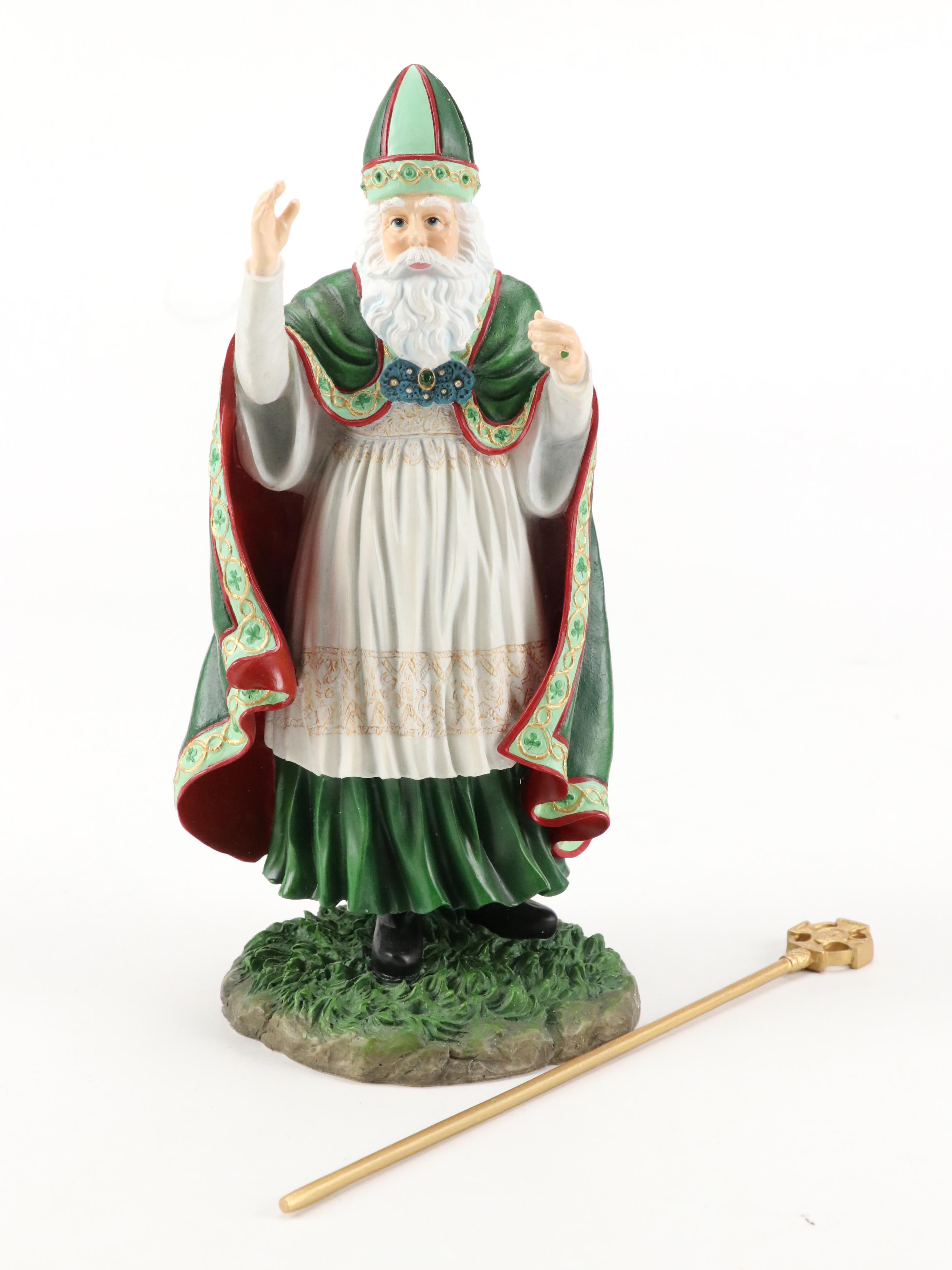 Pipka "St. Patrick of Ireland" and "Irish Christmas Santa" Resin Figurines