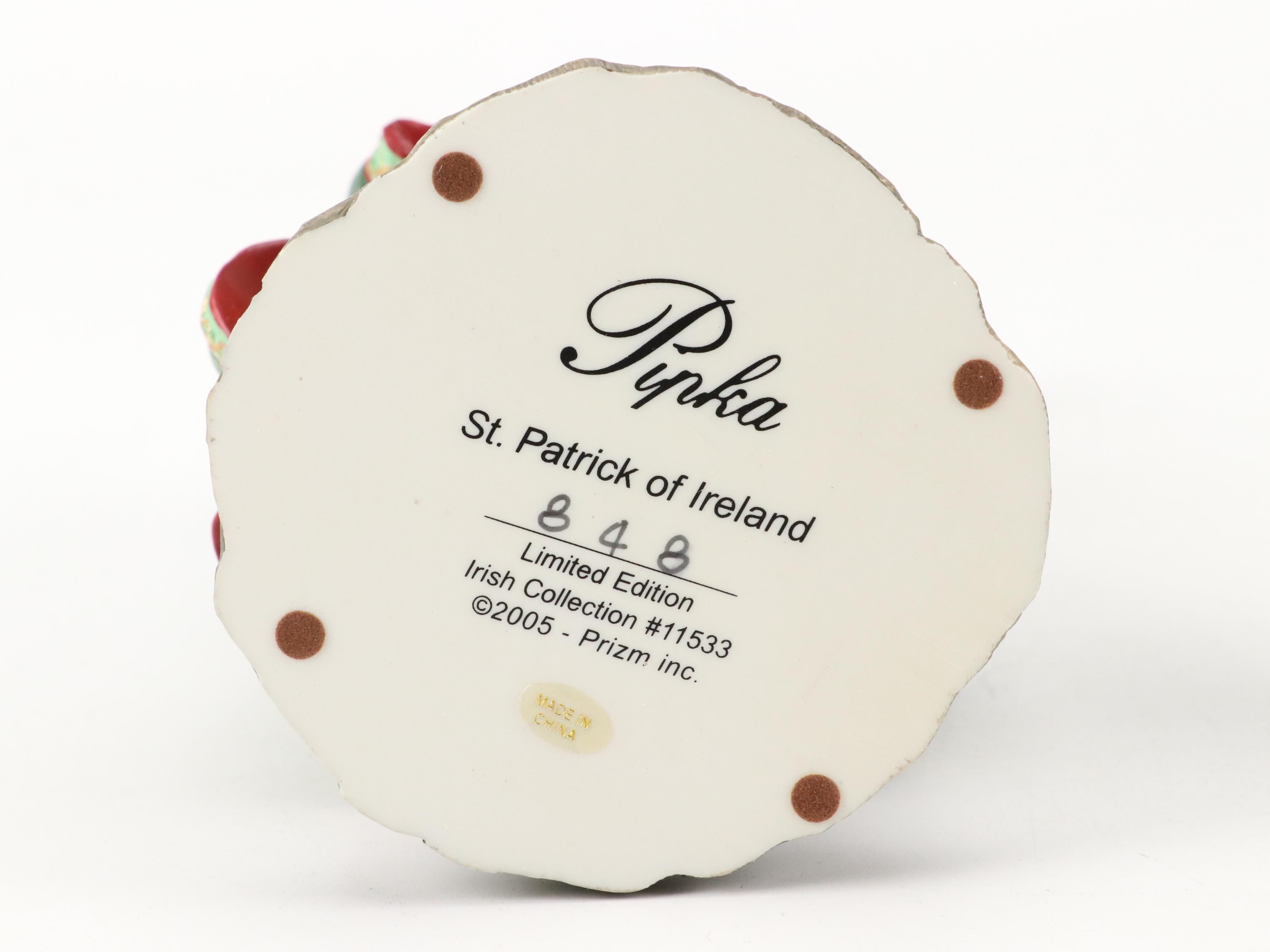 Pipka "St. Patrick of Ireland" and "Irish Christmas Santa" Resin Figurines