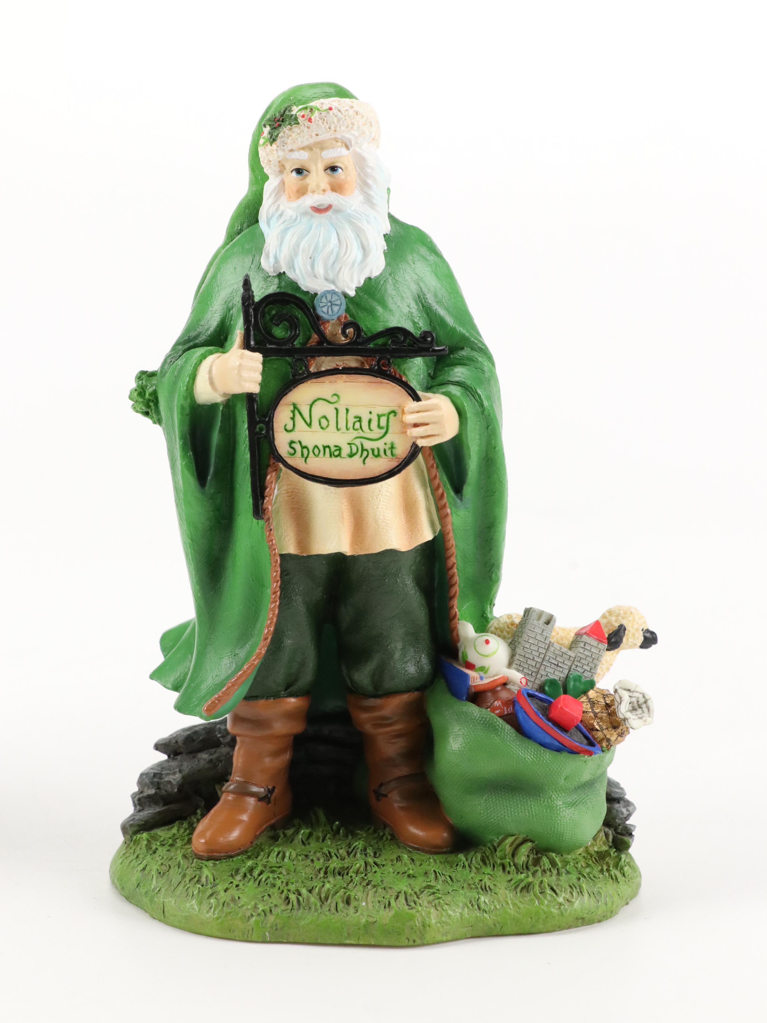 Pipka "St. Patrick of Ireland" and "Irish Christmas Santa" Resin Figurines