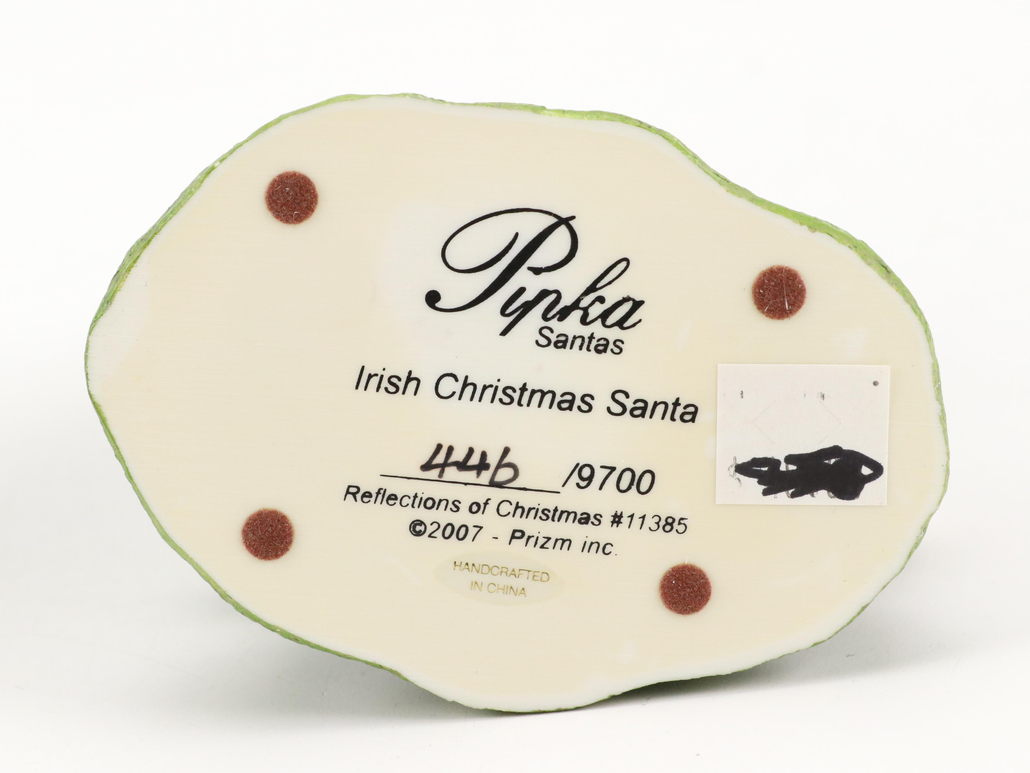 Pipka "St. Patrick of Ireland" and "Irish Christmas Santa" Resin Figurines