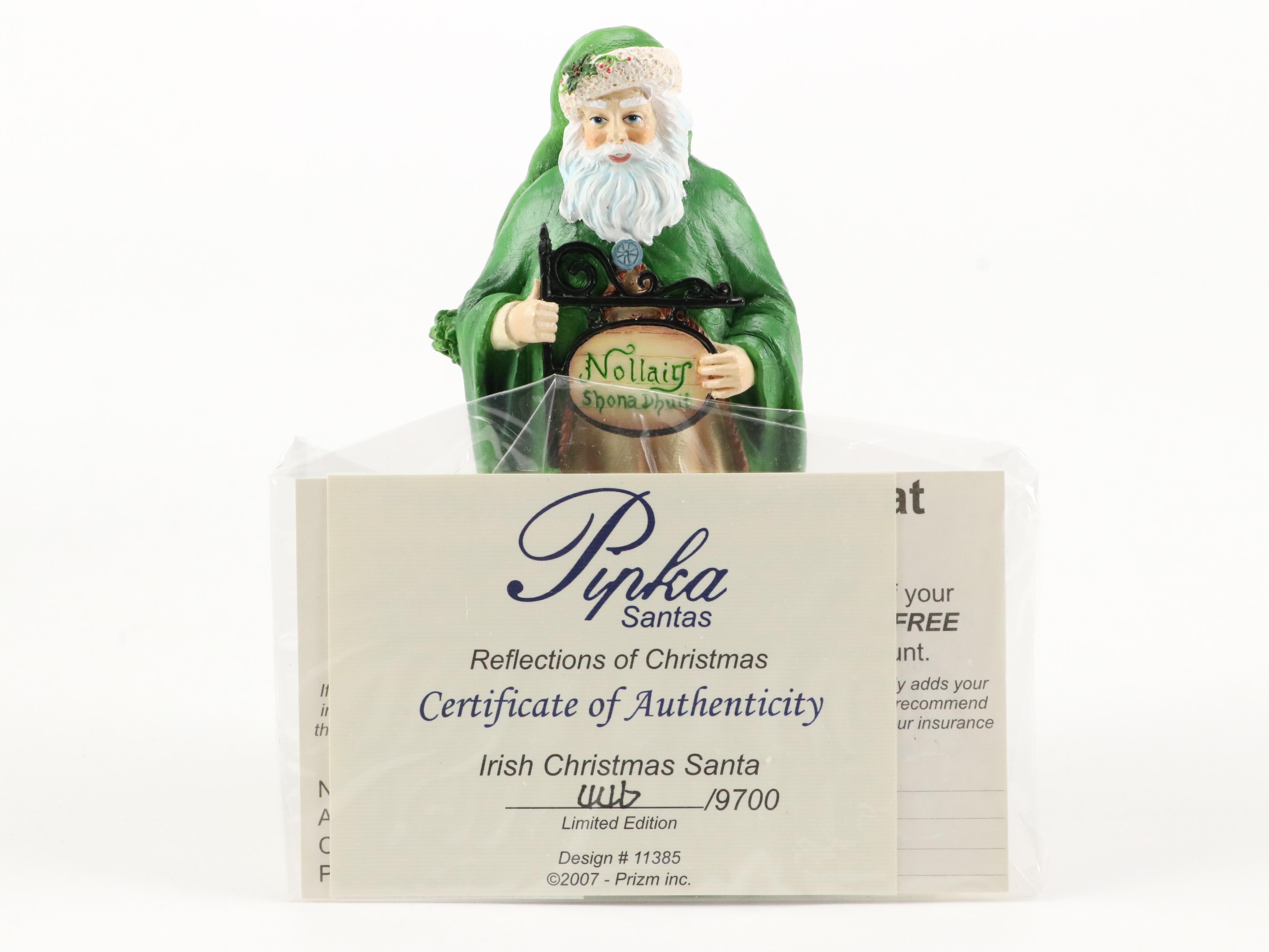 Pipka "St. Patrick of Ireland" and "Irish Christmas Santa" Resin Figurines