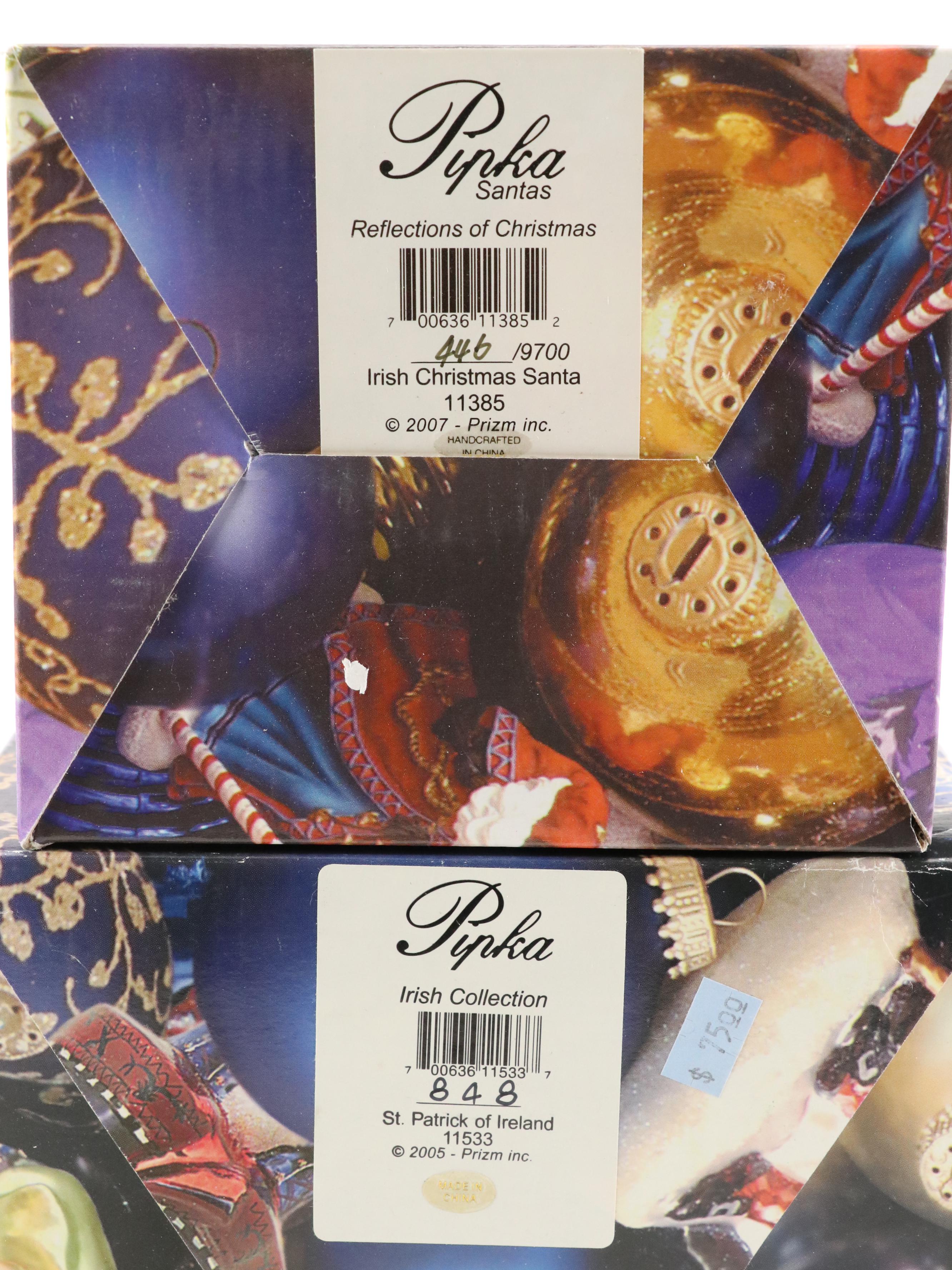 Pipka "St. Patrick of Ireland" and "Irish Christmas Santa" Resin Figurines