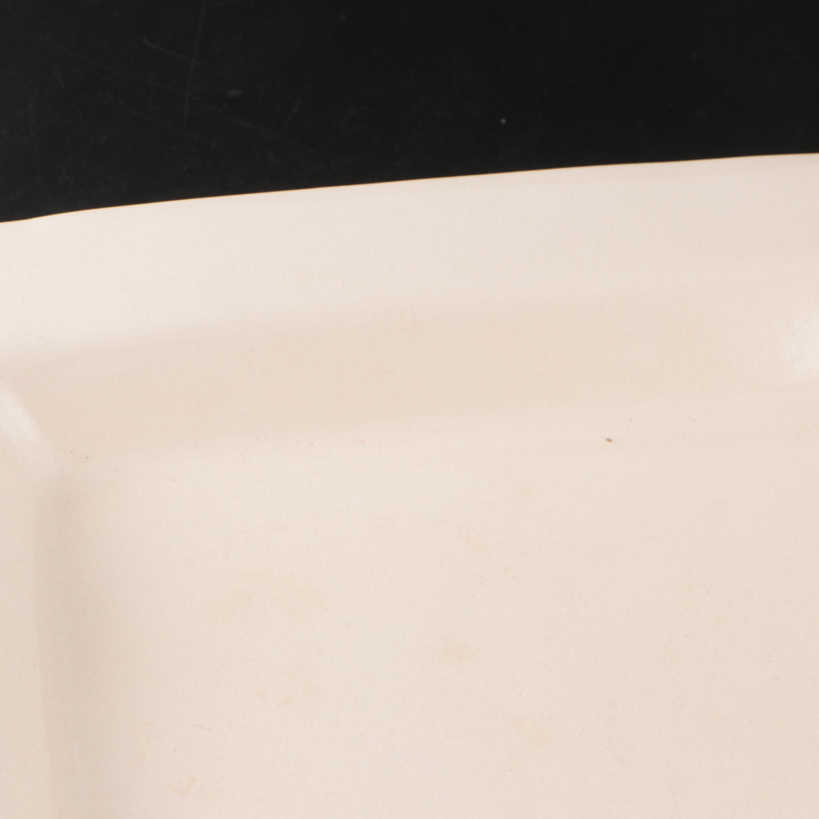 GG Collection "Acanthus" Cream Ceramic Rectangular Tray with Metal Handles