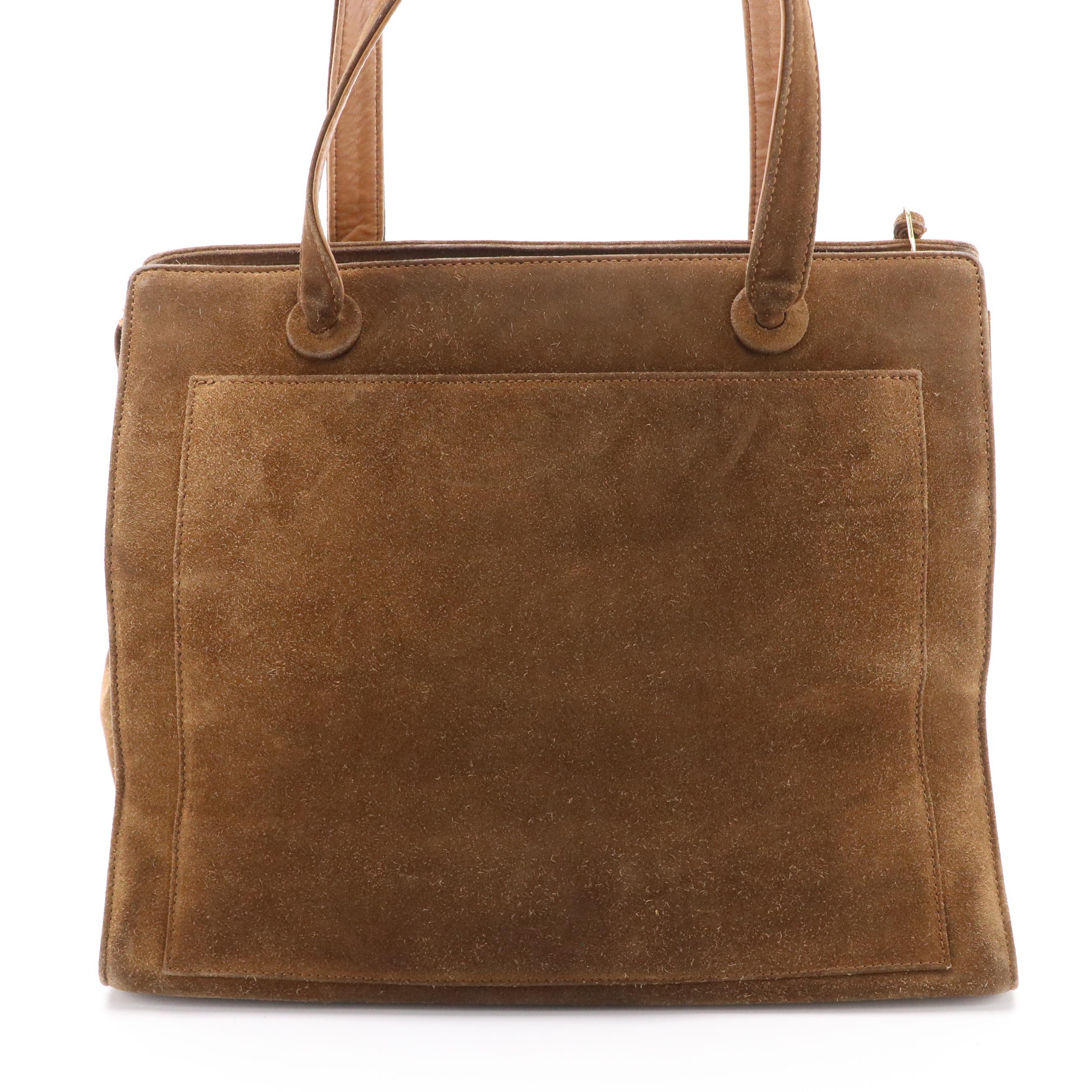 Chanel CC Shoulder Tote Bag in Mocha Brown Suede, 1990s