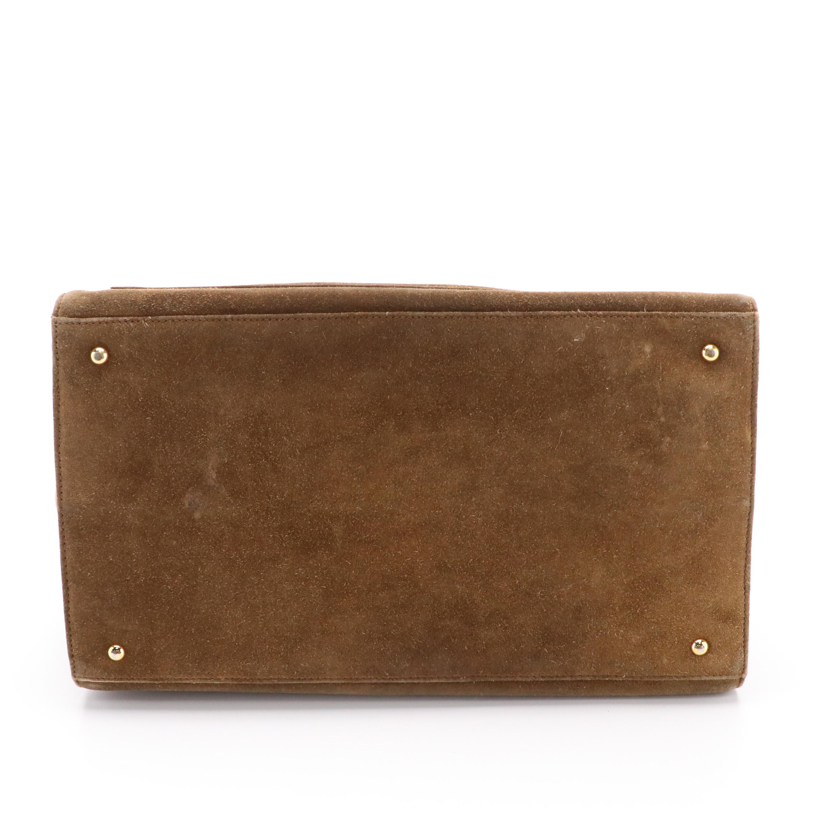 Chanel CC Shoulder Tote Bag in Mocha Brown Suede, 1990s