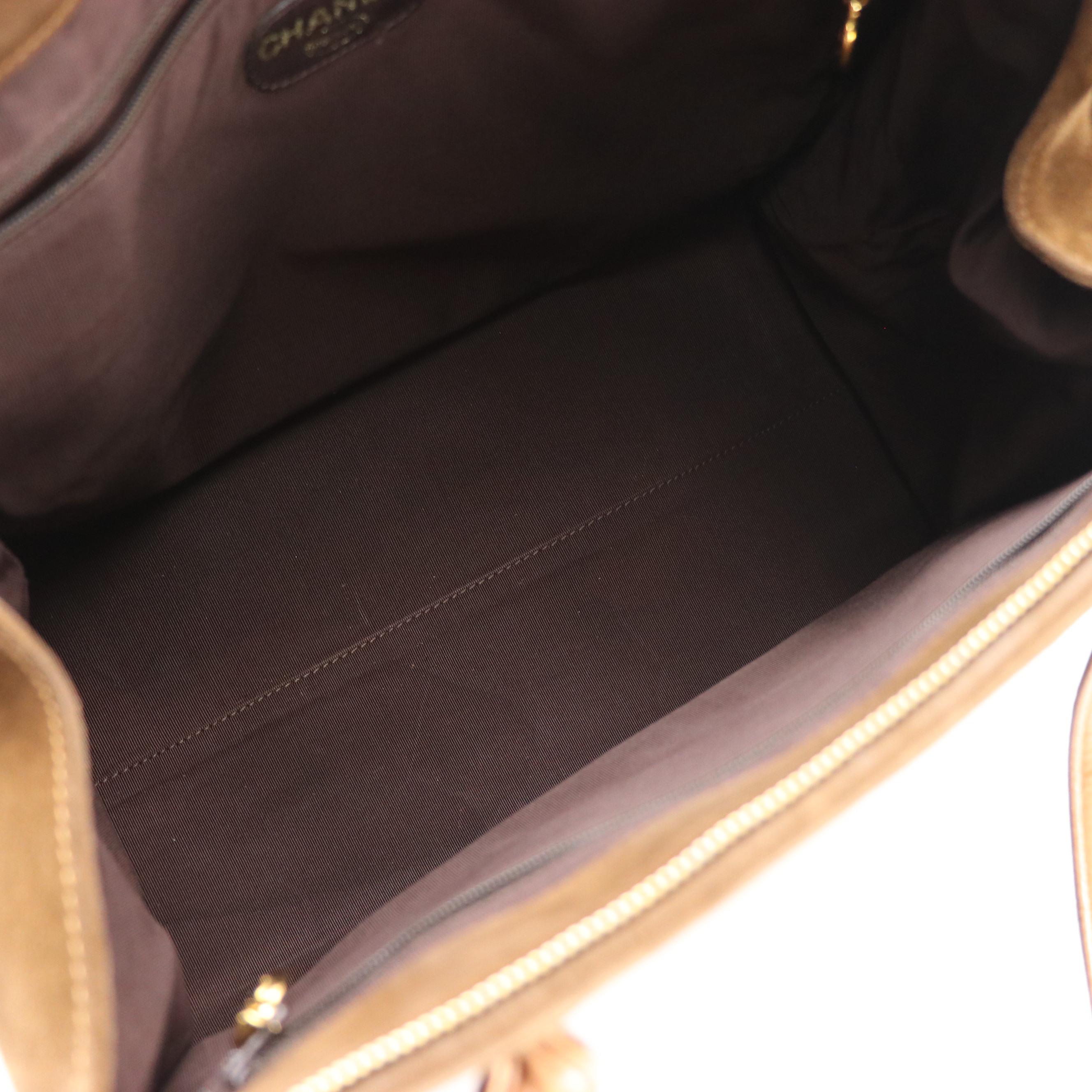 Chanel CC Shoulder Tote Bag in Mocha Brown Suede, 1990s