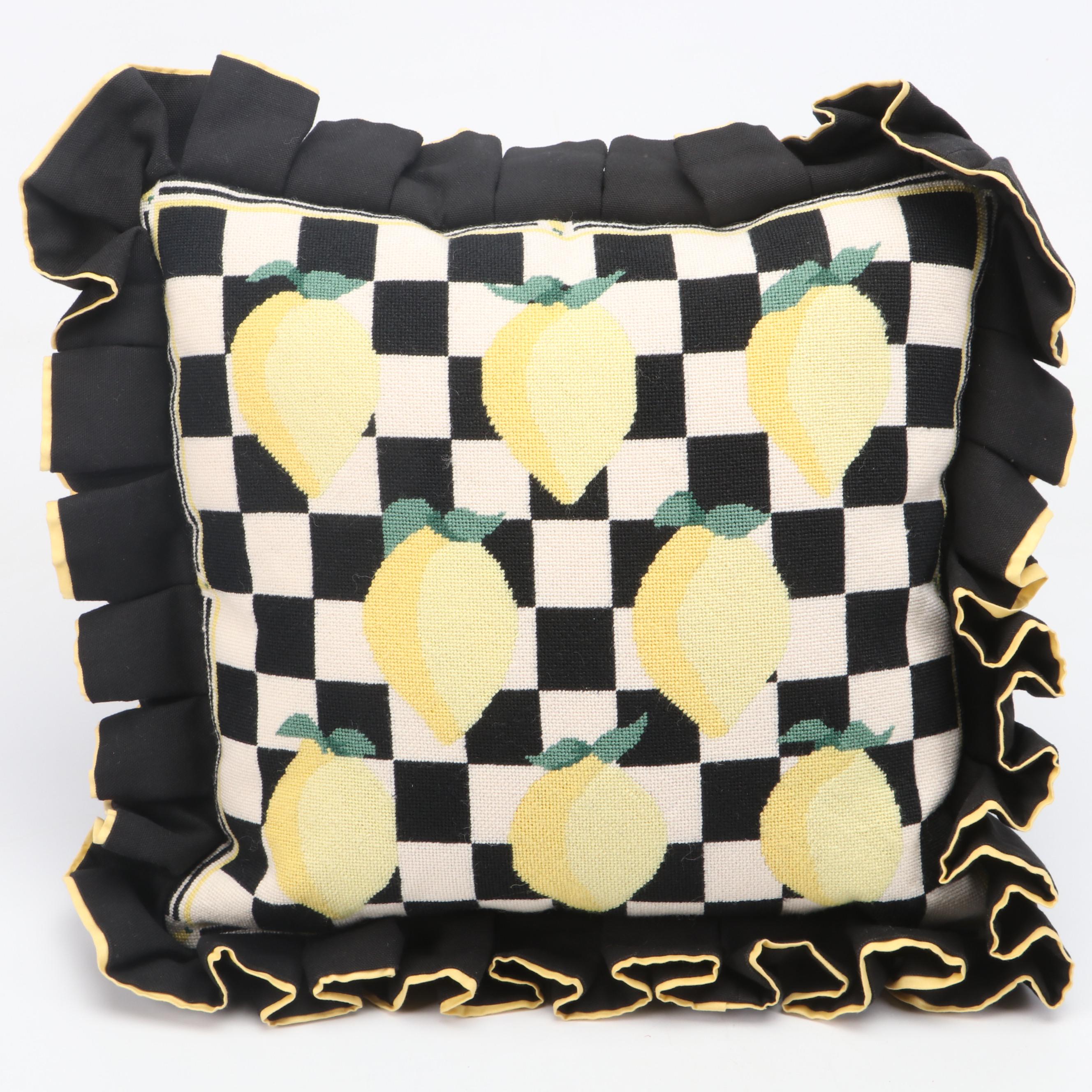 Needlepoint Bee Hive Tea Cozy and Lemon Accent Pillow