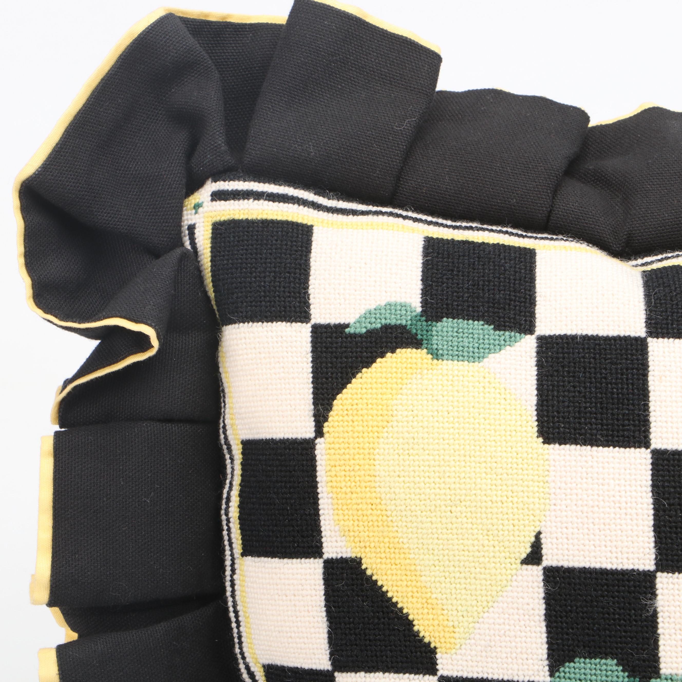 Needlepoint Bee Hive Tea Cozy and Lemon Accent Pillow