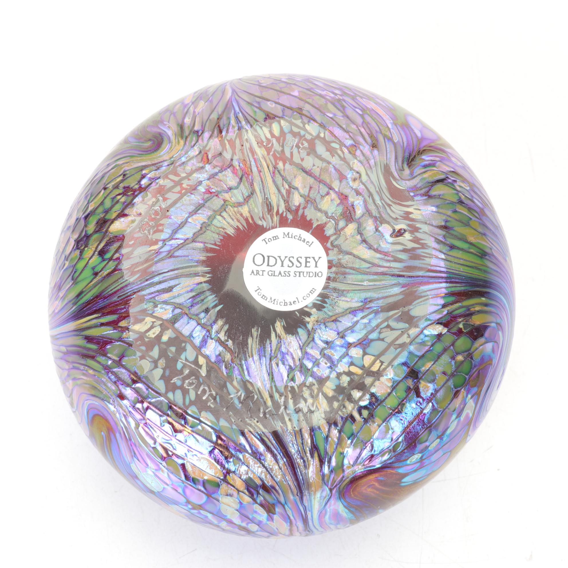 Tom Michael Odyssey Studio Art Glass Paperweight, 2013