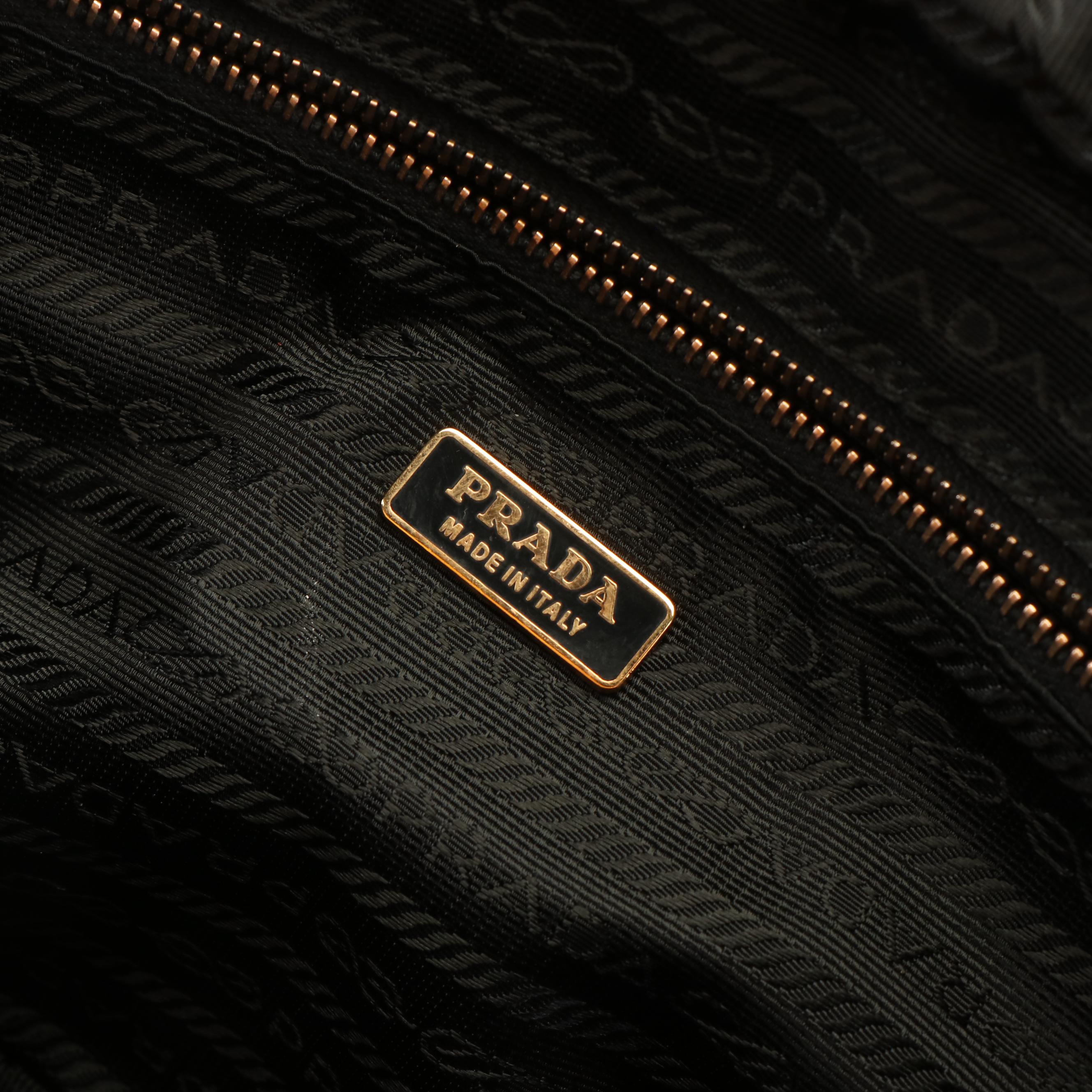 Prada Grommet Bauletto Bag in Red Nappa Leather