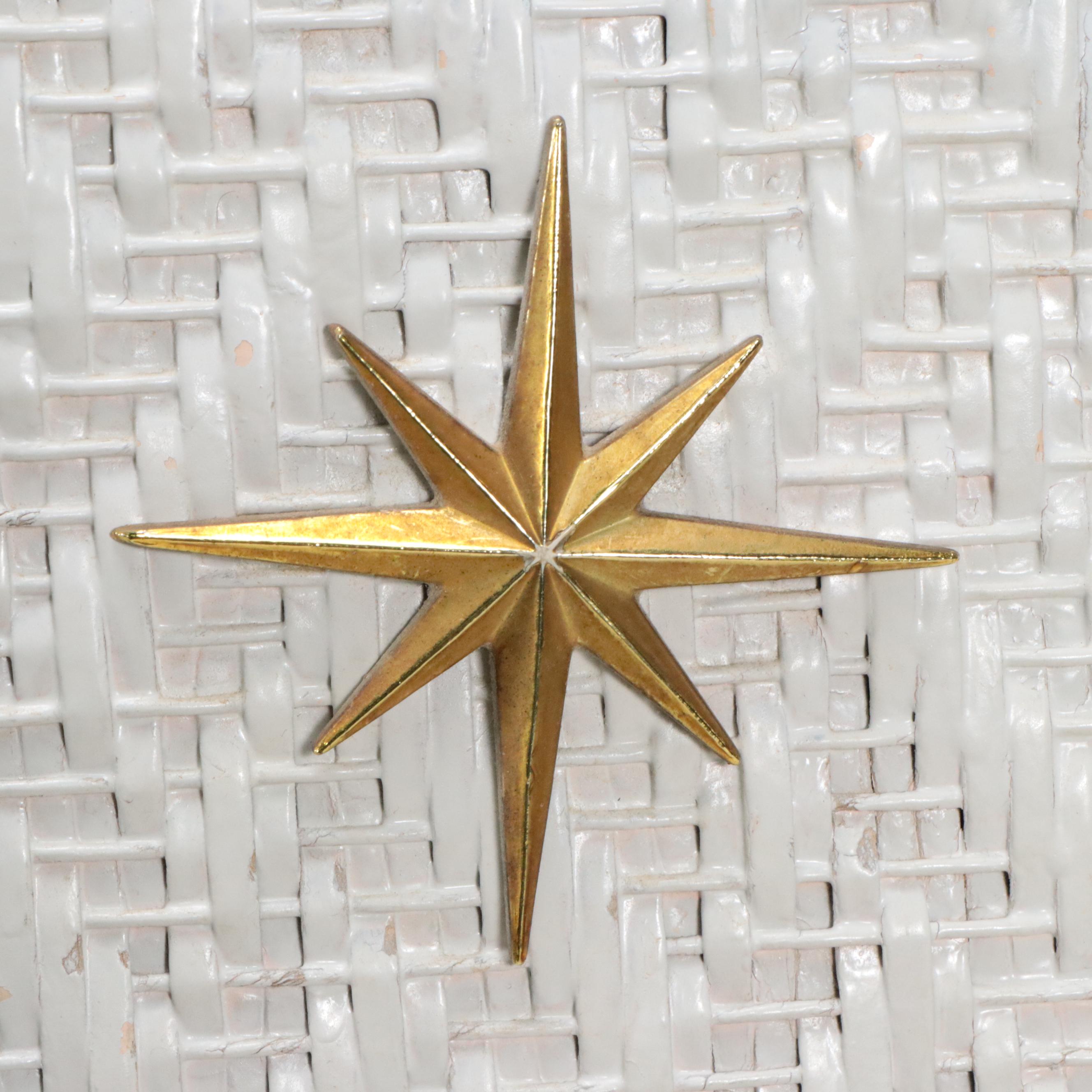 Mid Century Modern White Painted Wicker Clothes Hamper