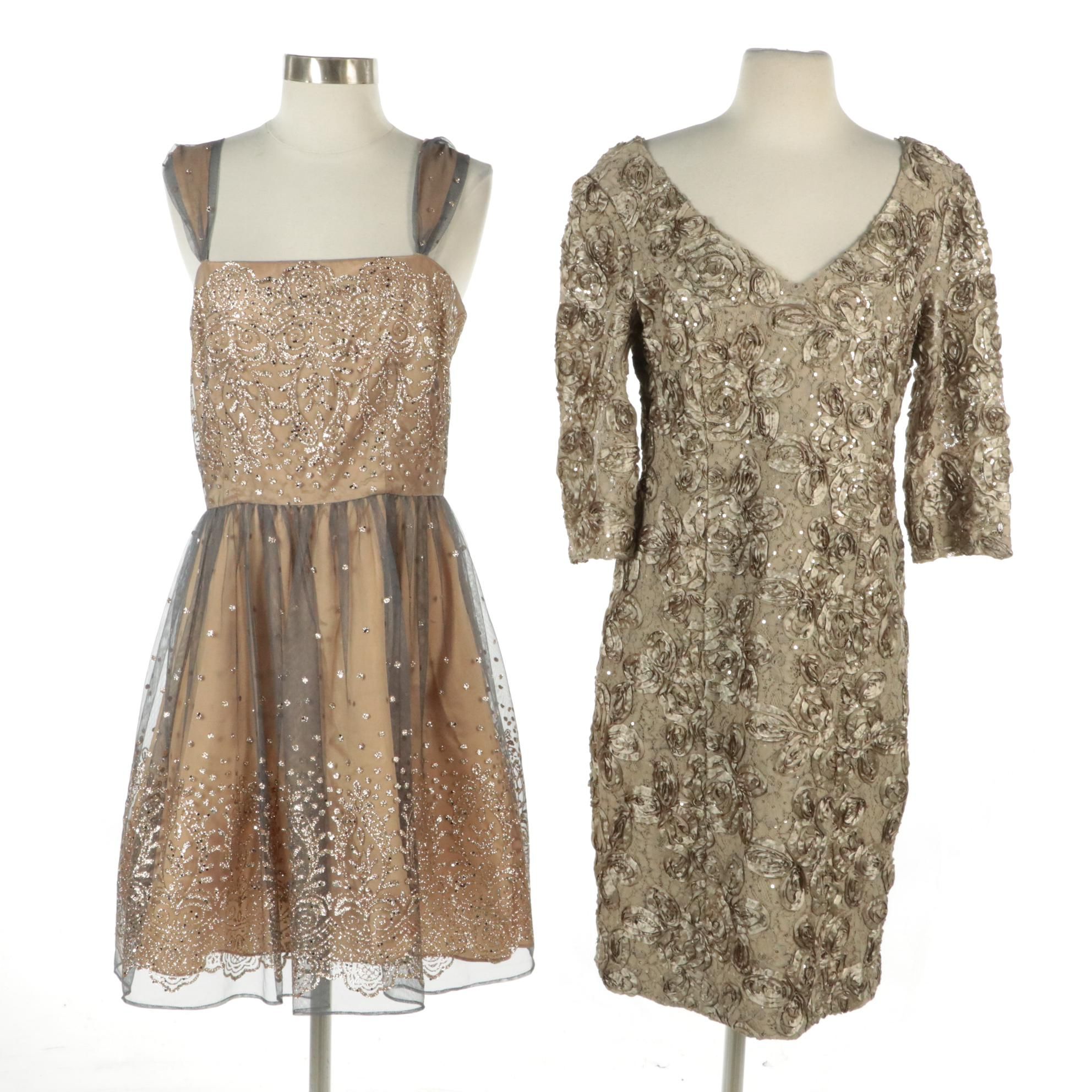 Zum Zum by Niki Livas Glitter Cocktail Dress, Alex Evenings Ribbon Lace Sheath