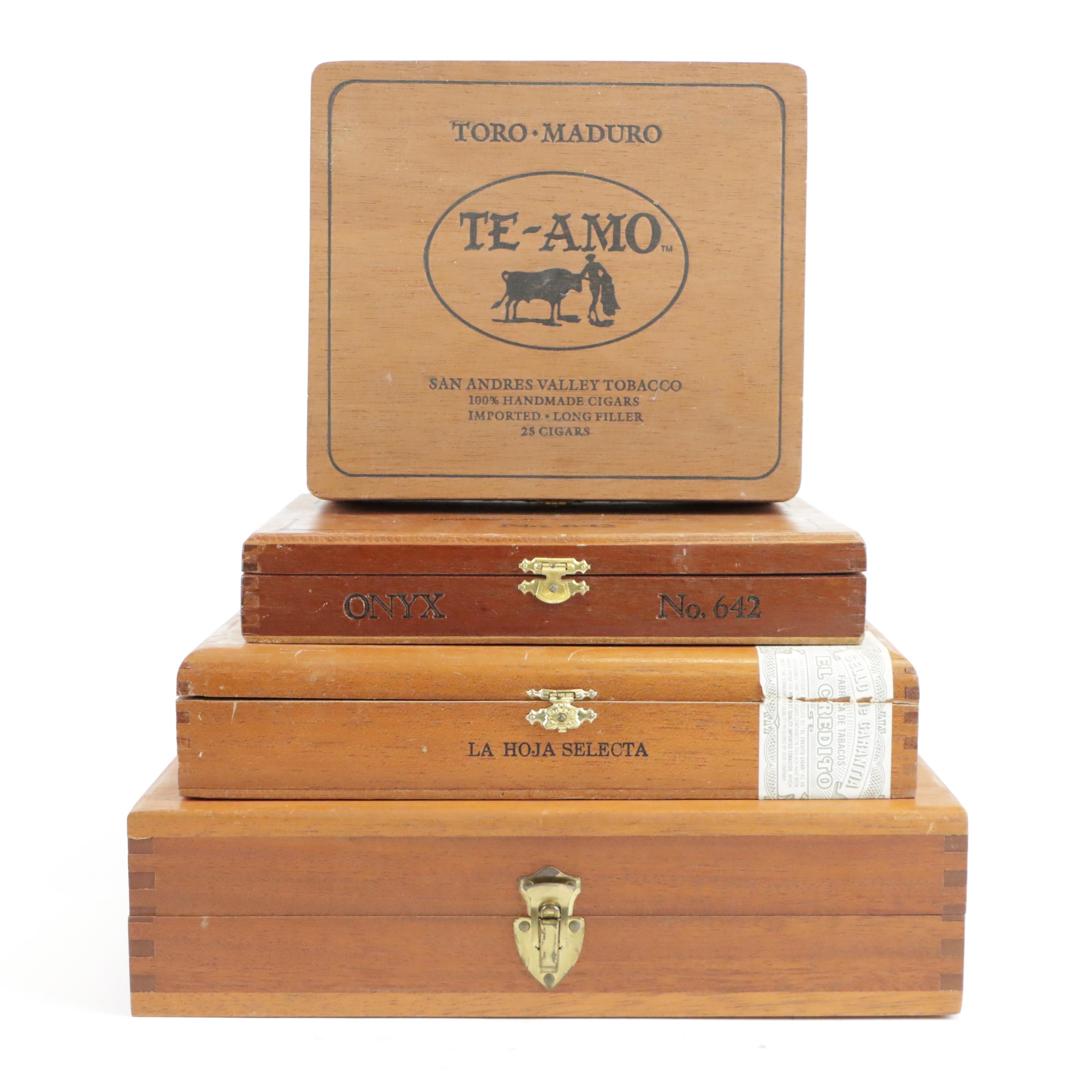 La Hoja, Onyx, and Te-Amo Wood Cigar Boxes