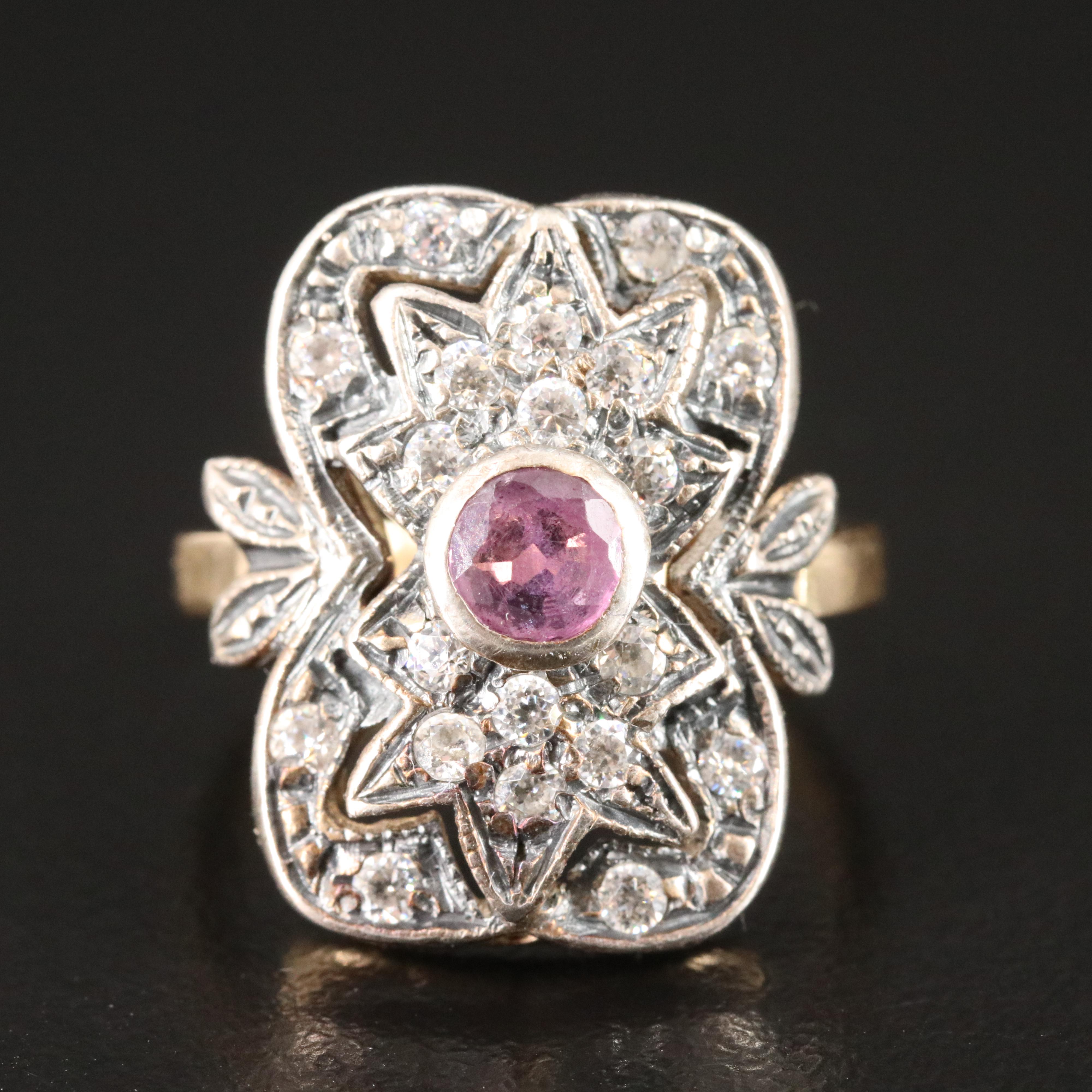 18K and Sterling Ruby and CZ Ring