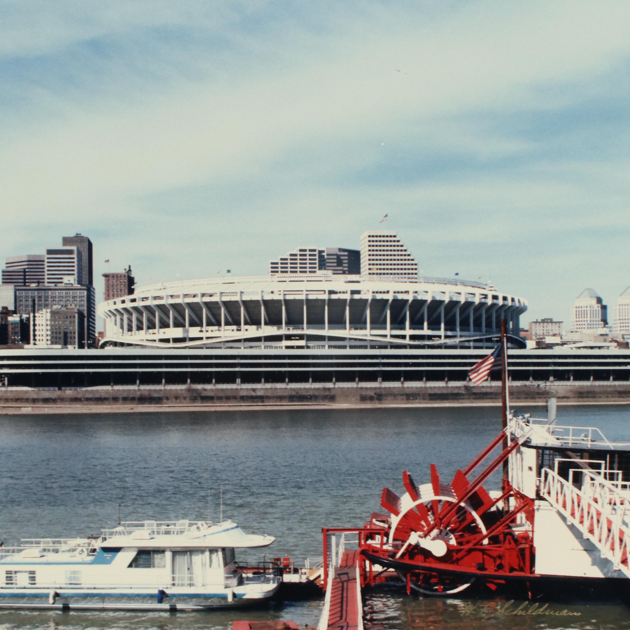 W. F. Schildman Color Photograph of Cincinnati Riverfront Stadium and Ohio River