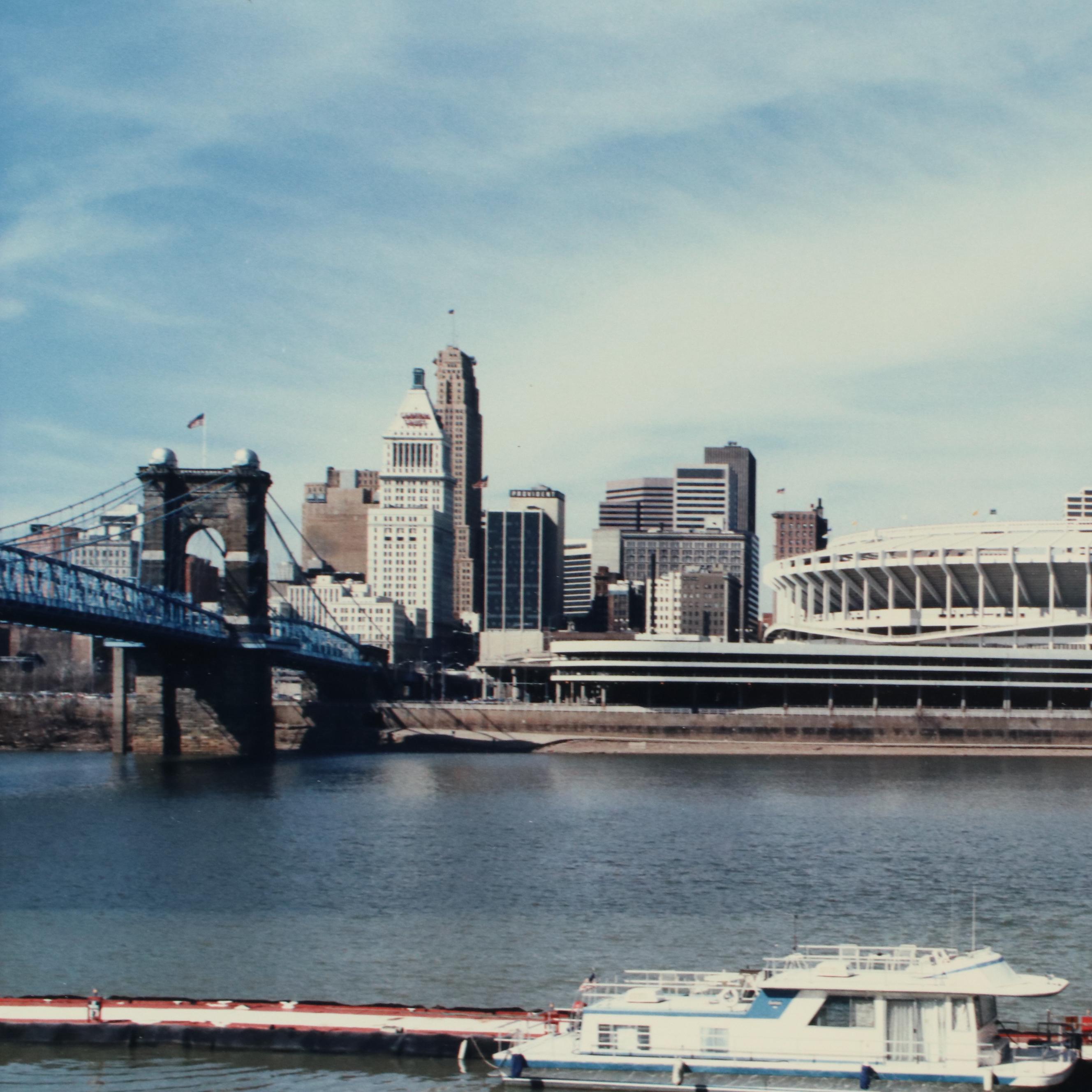 W. F. Schildman Color Photograph of Cincinnati Riverfront Stadium and Ohio River