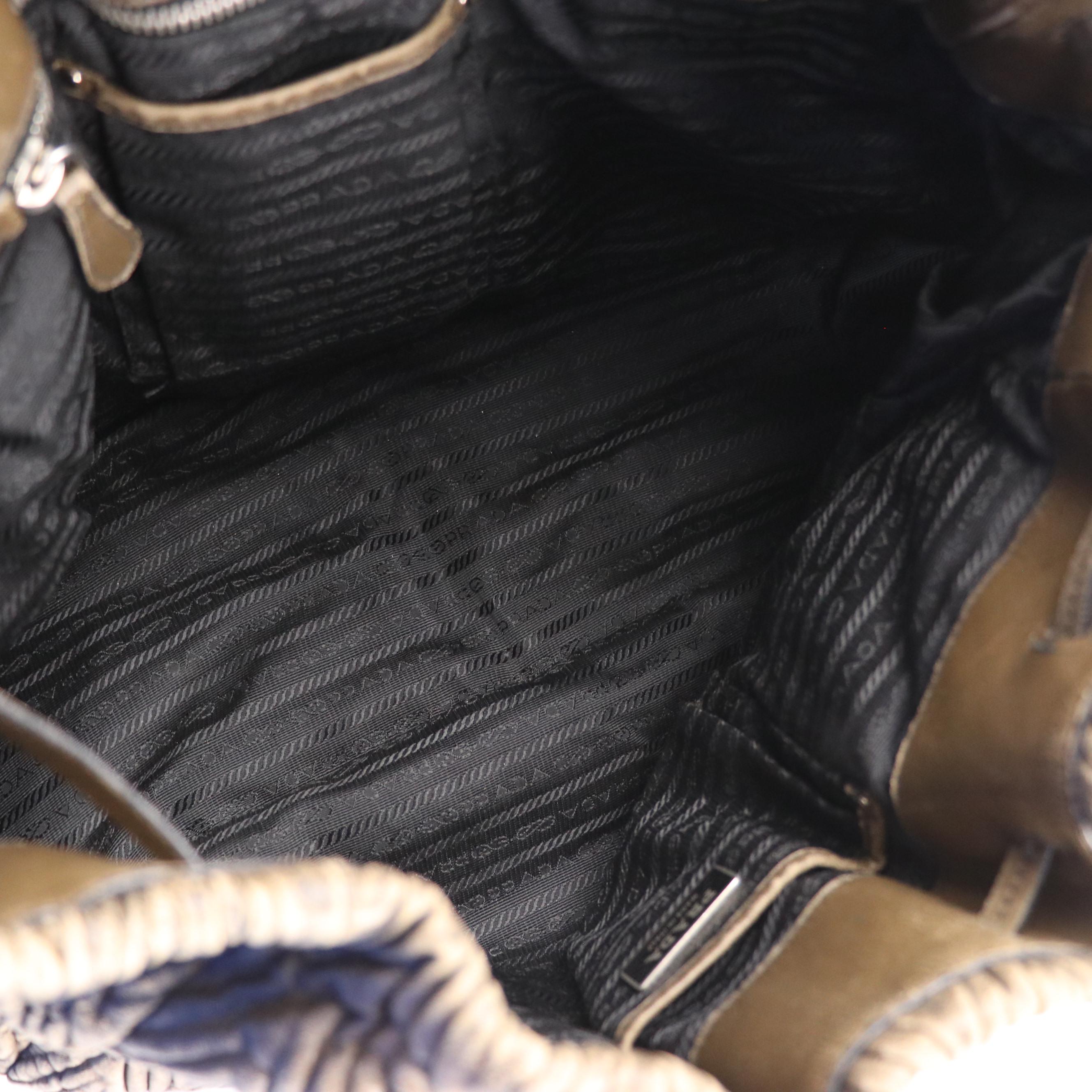 Prada Quilted Leather Sfumato Drawstring Tote with Braided Handles