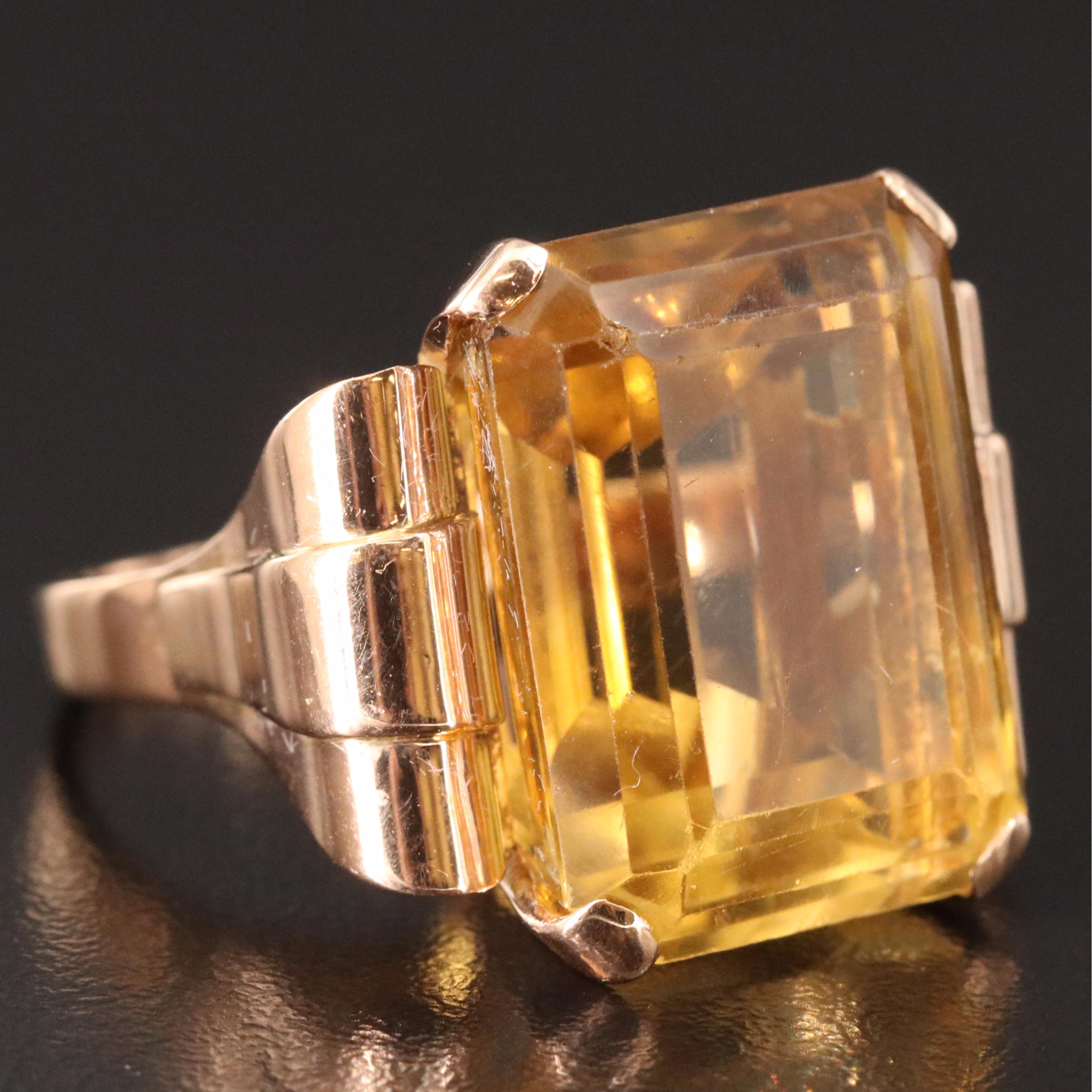 Retro Modern 18K Rose Gold Citrine Ring