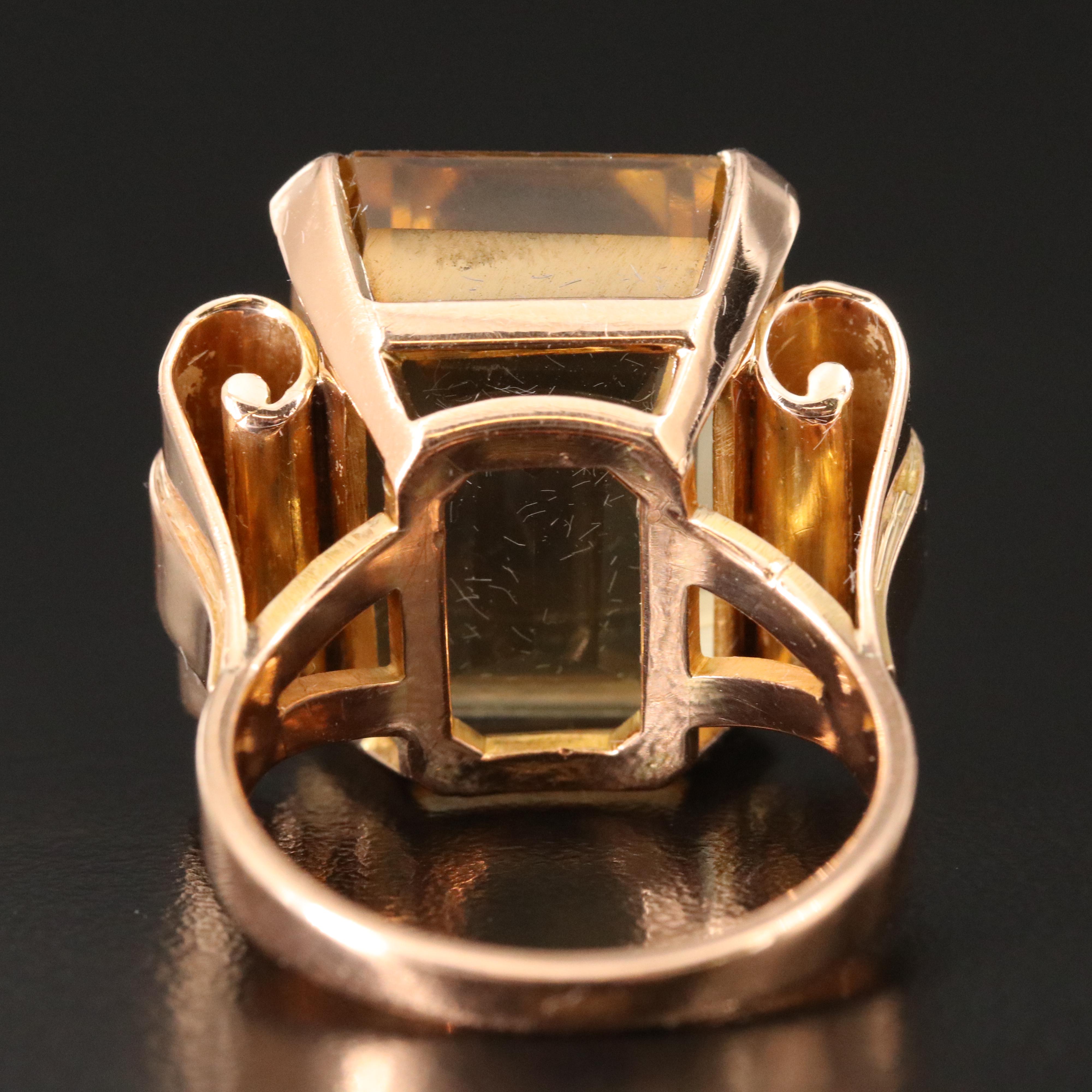 Retro Modern 18K Rose Gold Citrine Ring