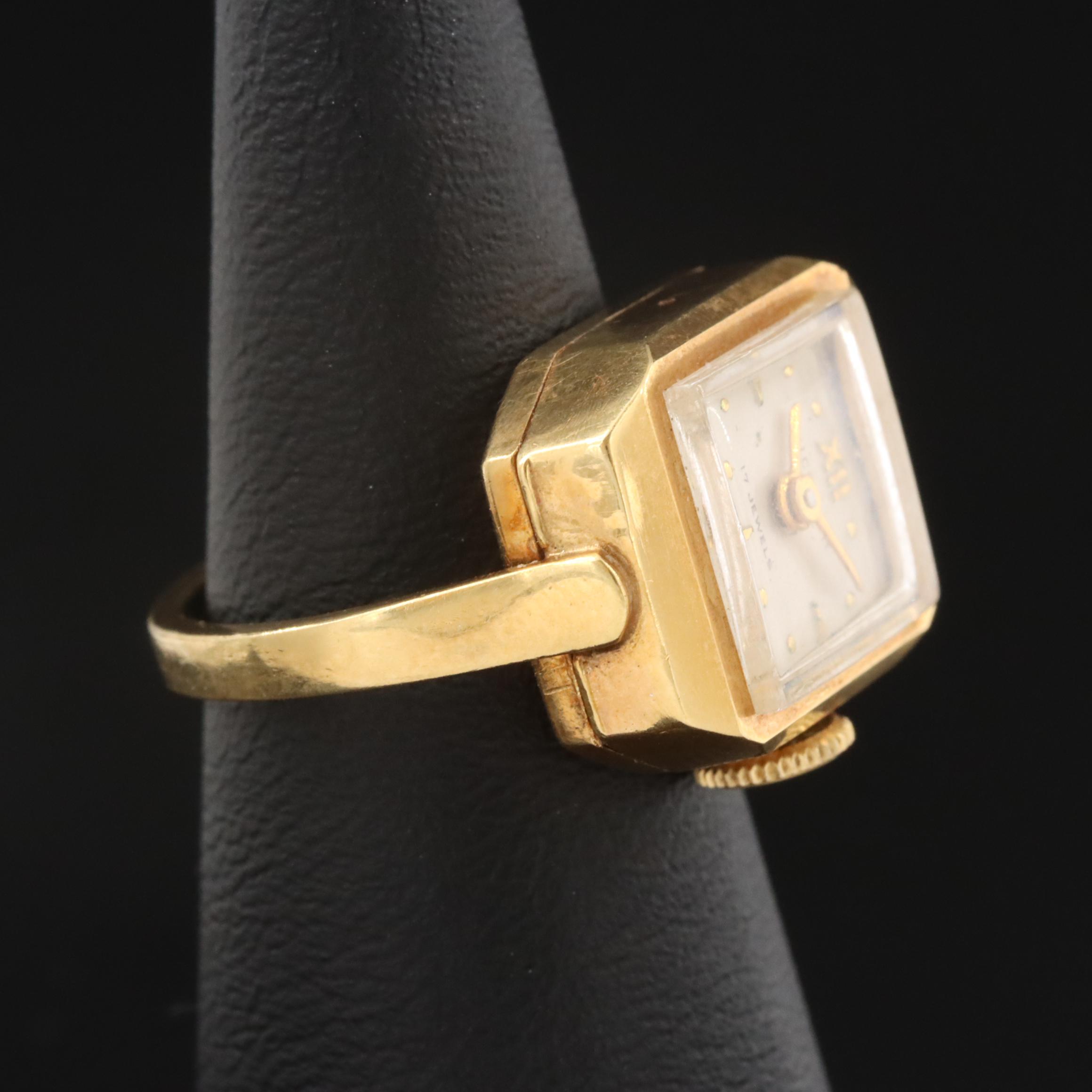 Bucherer 18K Vintage Stem Wind Ring Watch